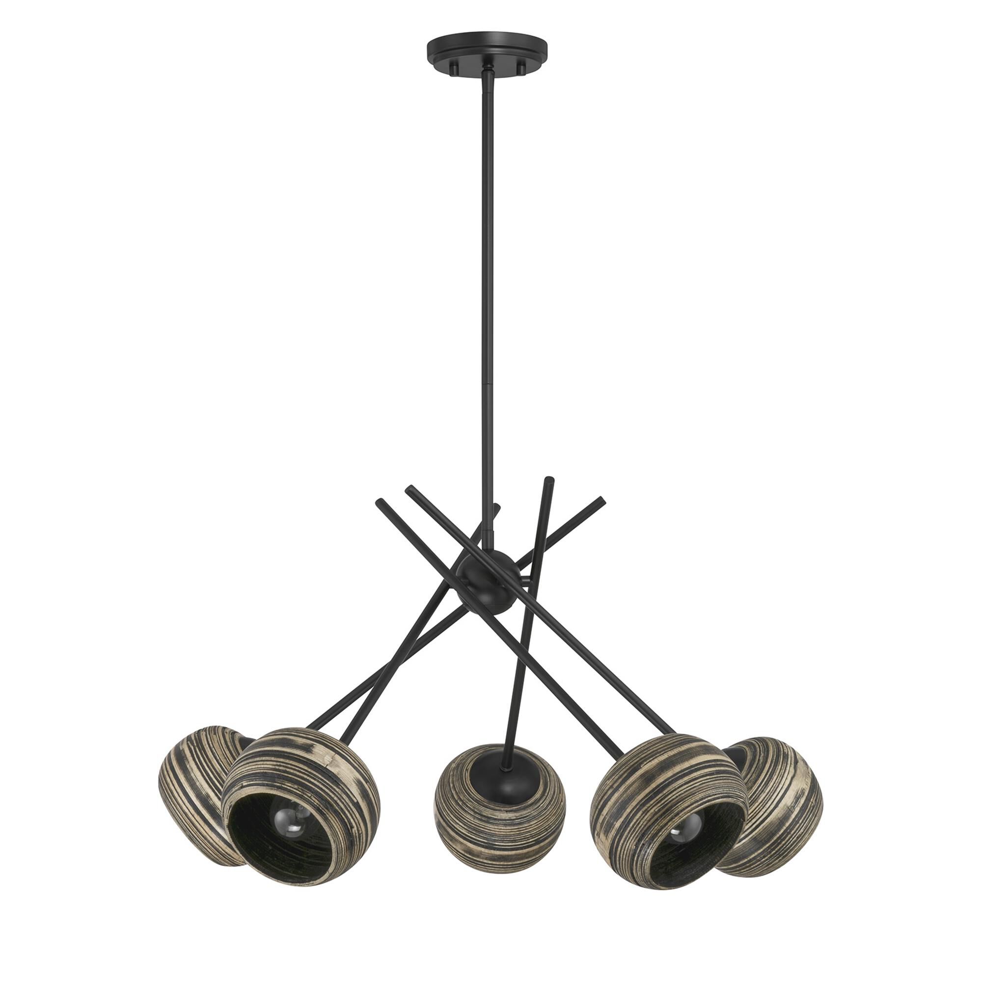 Shown in Matte Black finish and Spun Bamboo shade