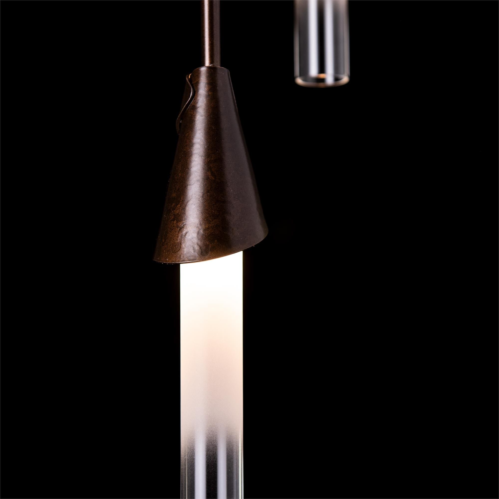 Shown in Bronze finish and Frosted glass