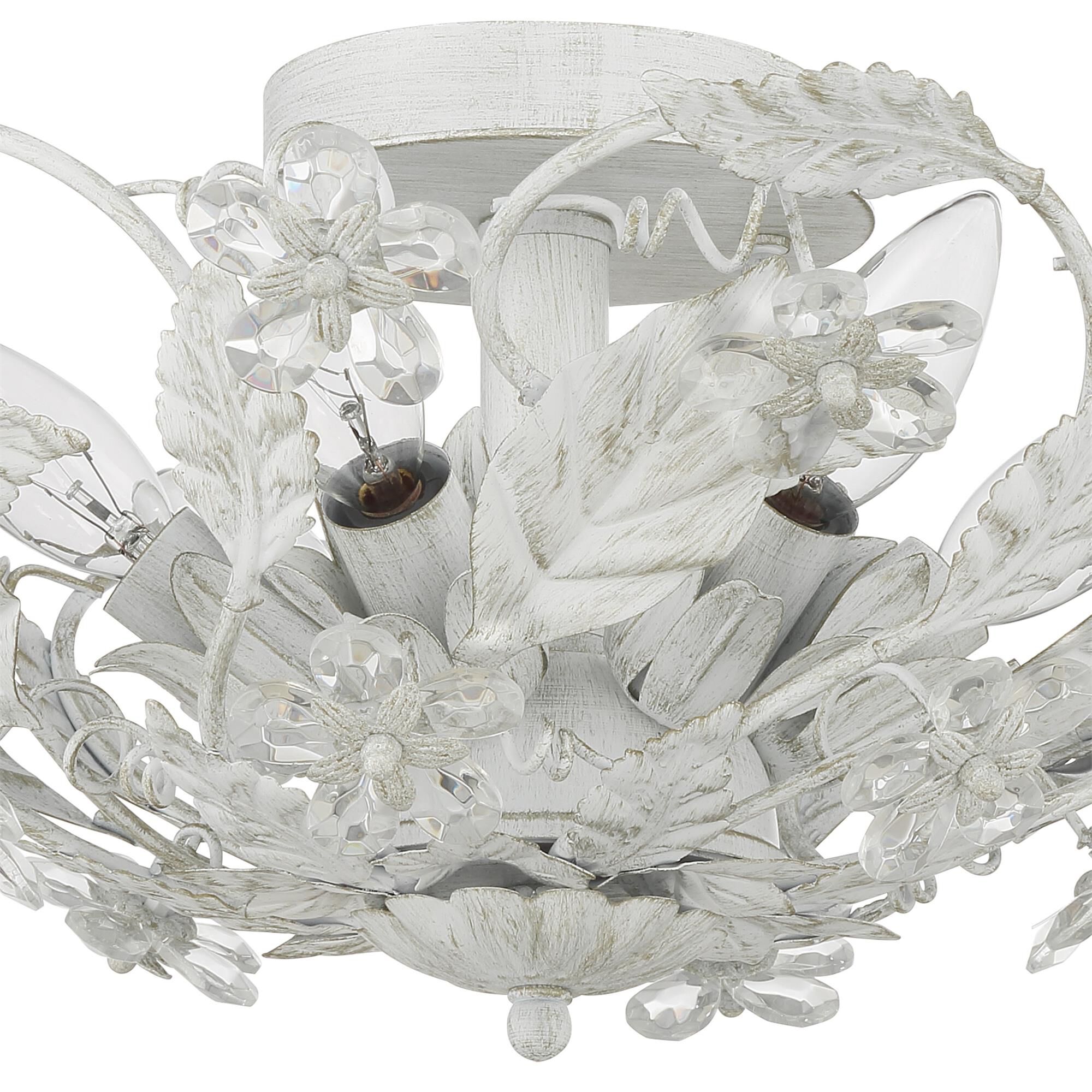 Shown in Antique White finish and Clear Hand Cut crystal