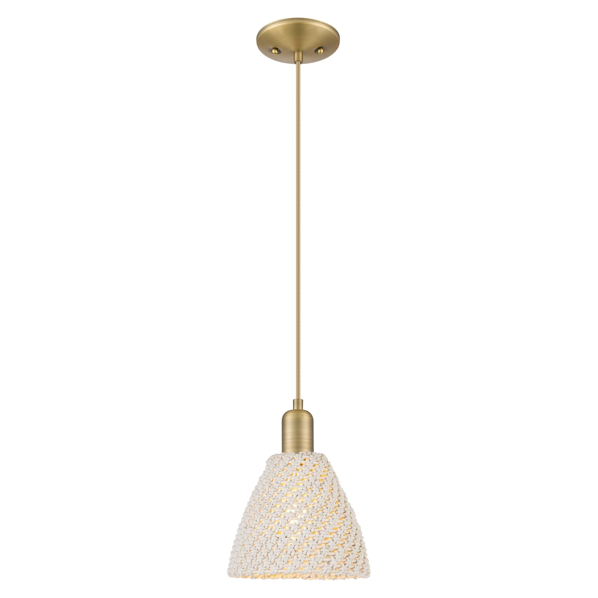 Shown in Brushed Brass finish and Natural shade