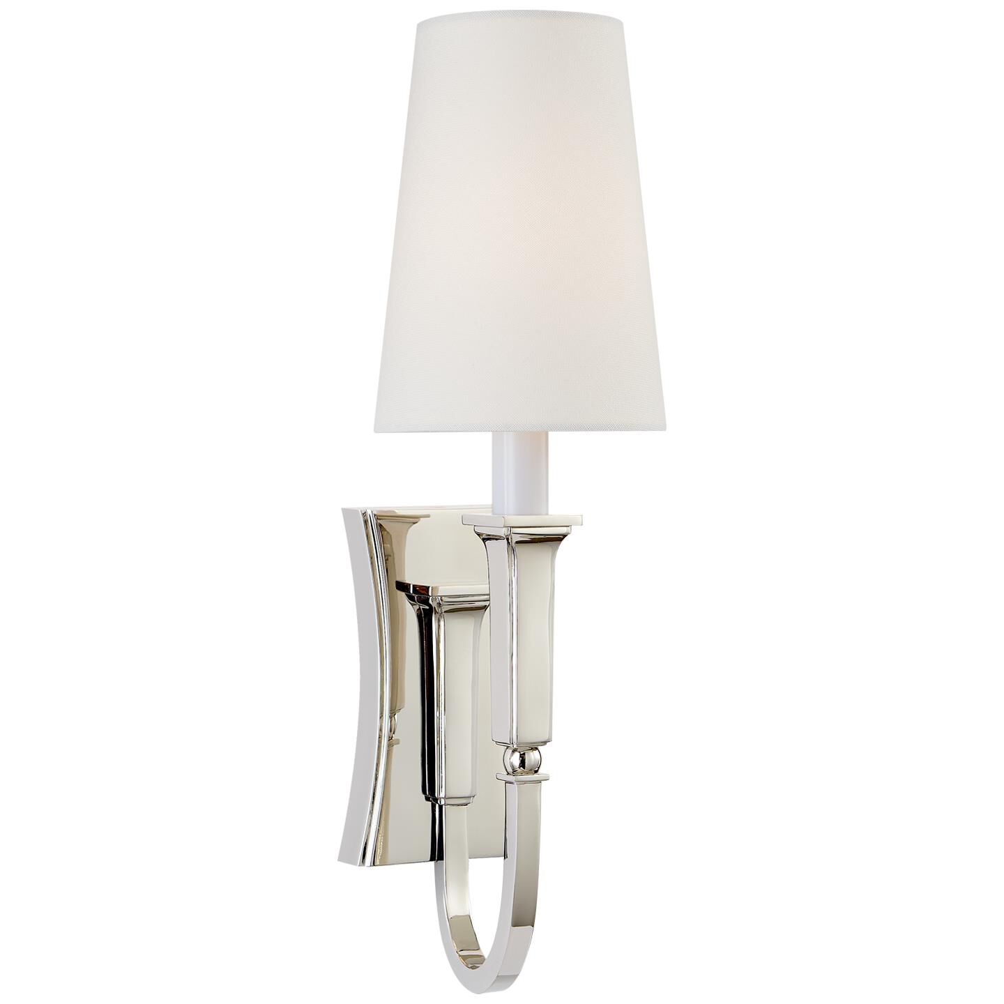 Shown in Polished Nickel finish and Linen shade