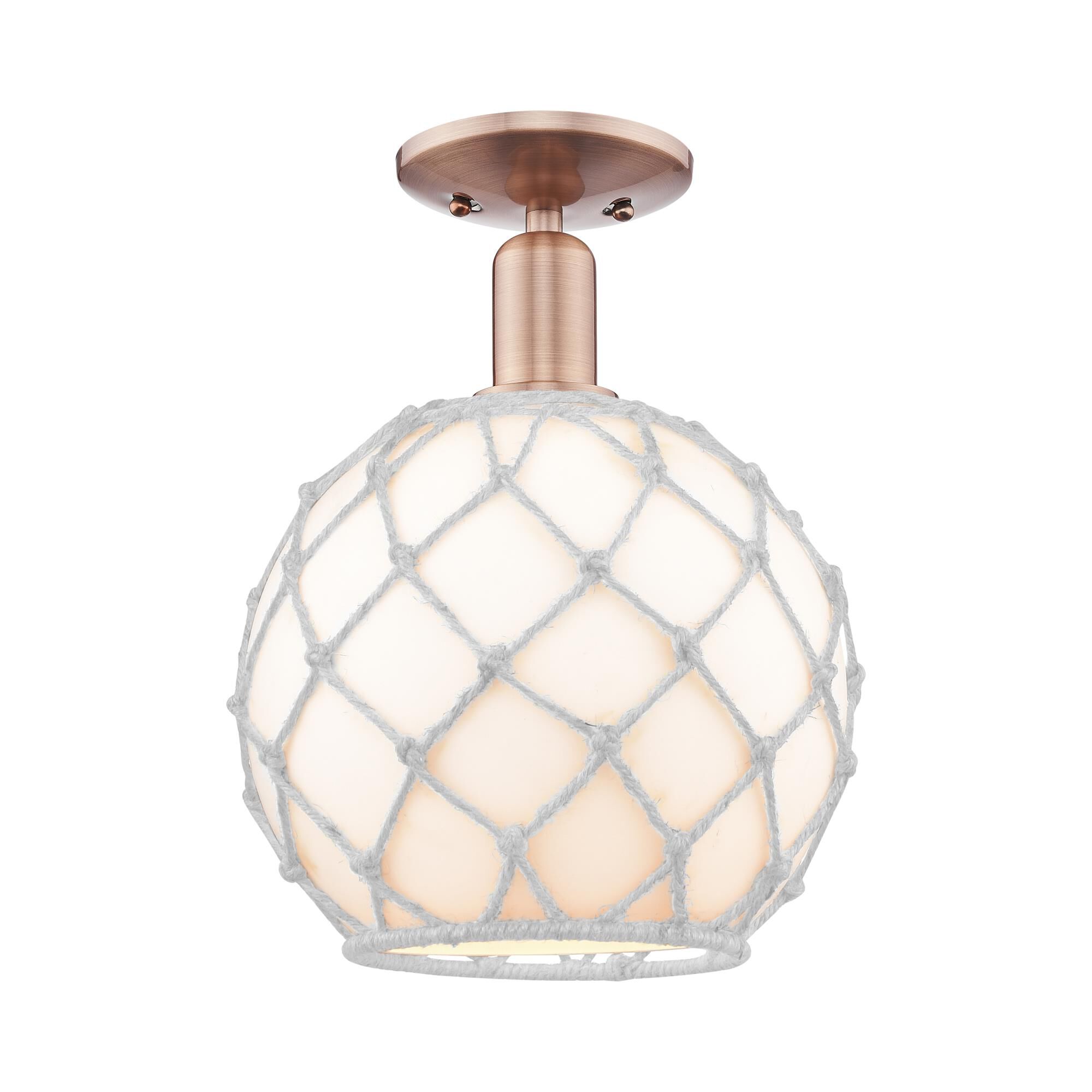 Shown in Antique Copper finish and White with White Rope glass