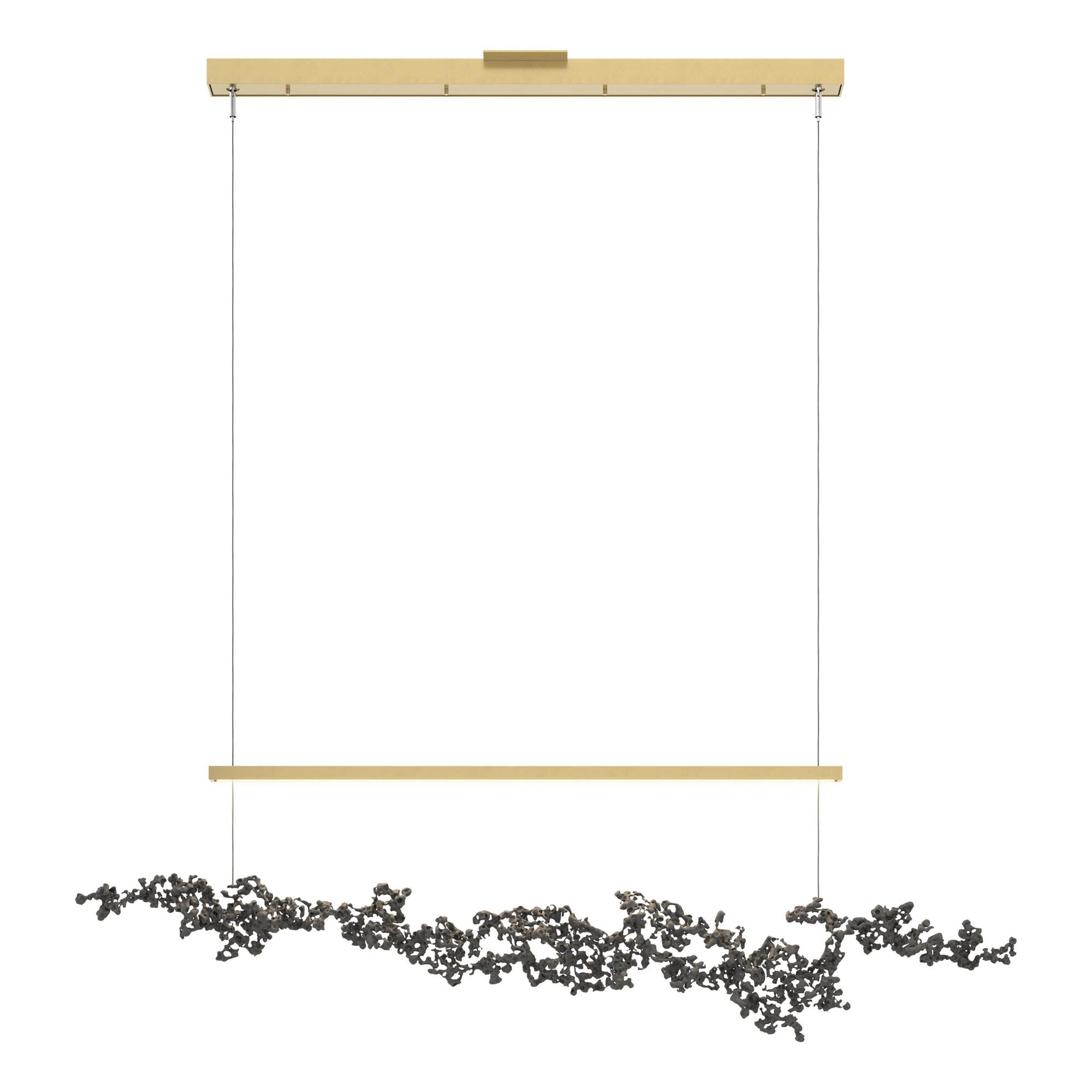 Shown in Modern Brass finish and Natural Iron Aluminum shade