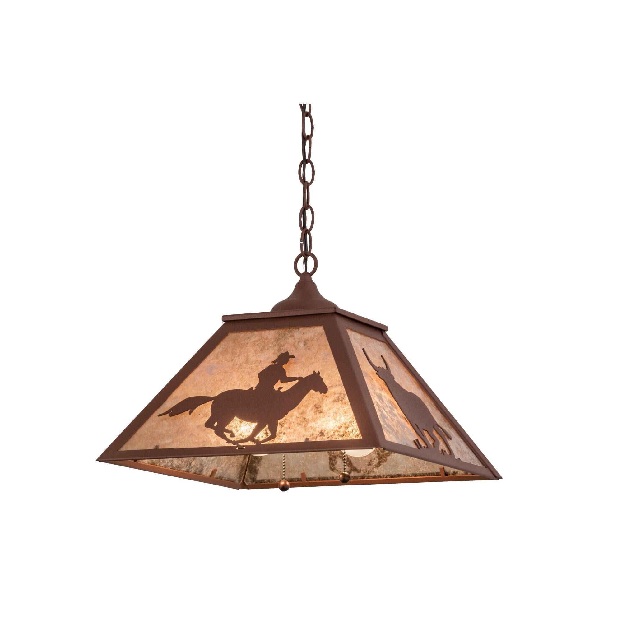 Cowboy And Steer 22 Inch Large Pendant by Meyda Lighting