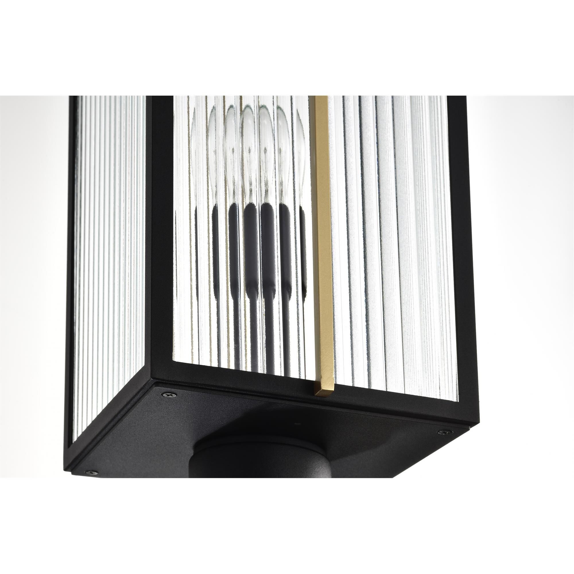 Shown in Black and Gold finish and Clear glass