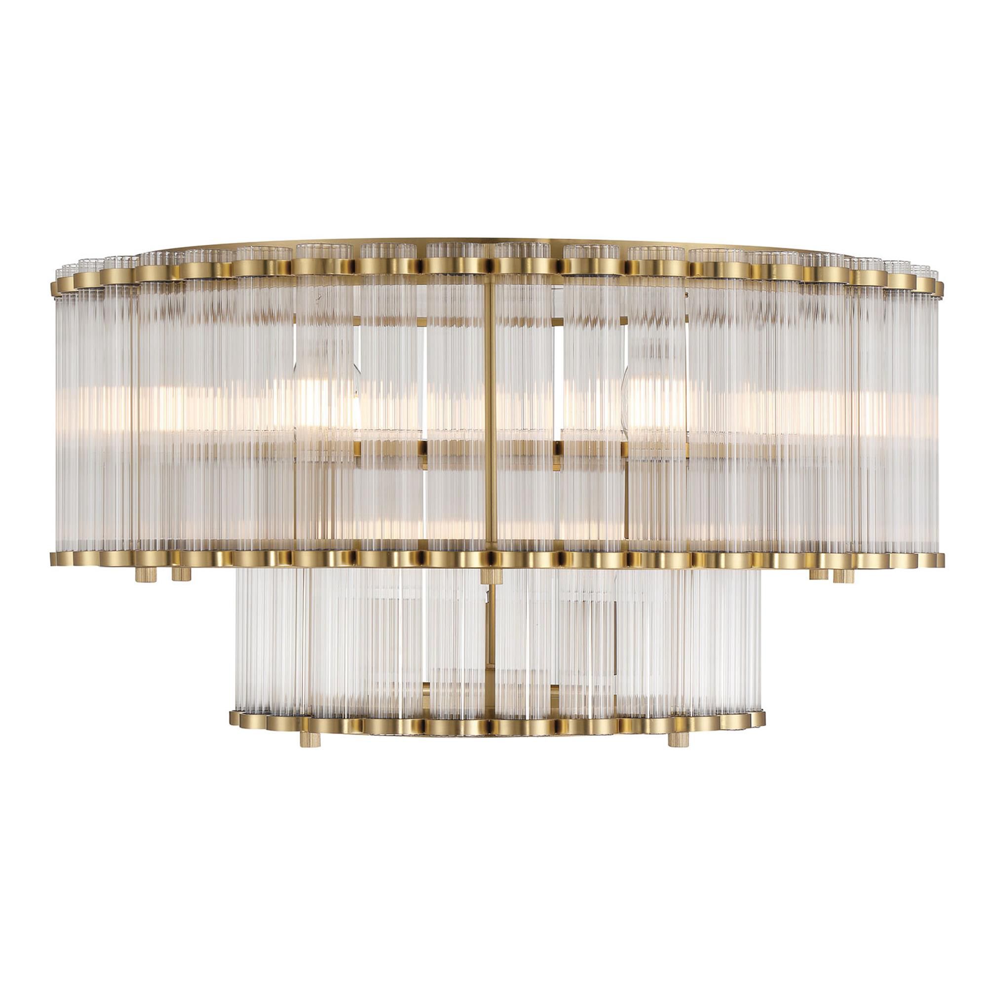 Shown in Gold finish and Ribbed glass
