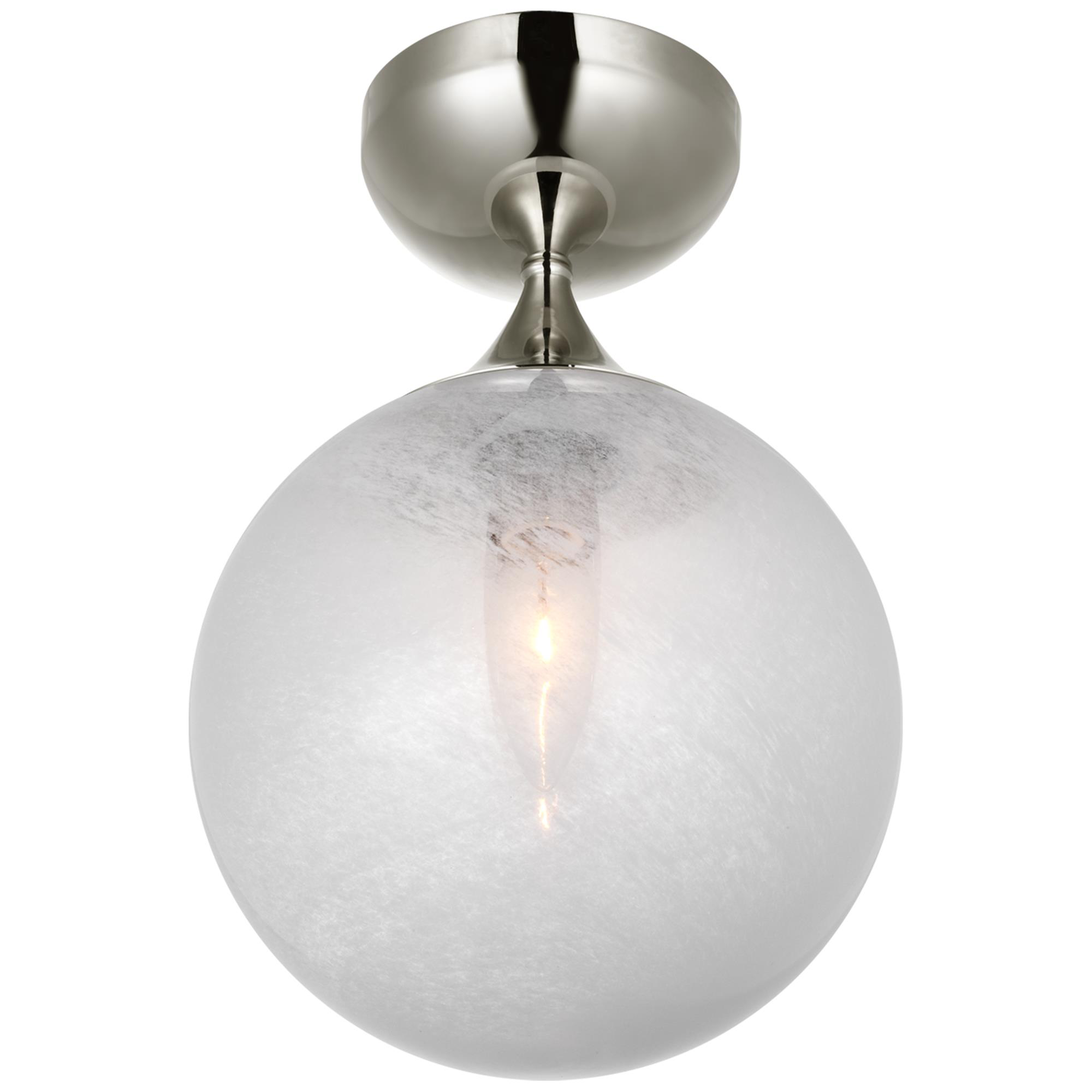 Shown in Polished Nickel finish and White glass and White Glass shade