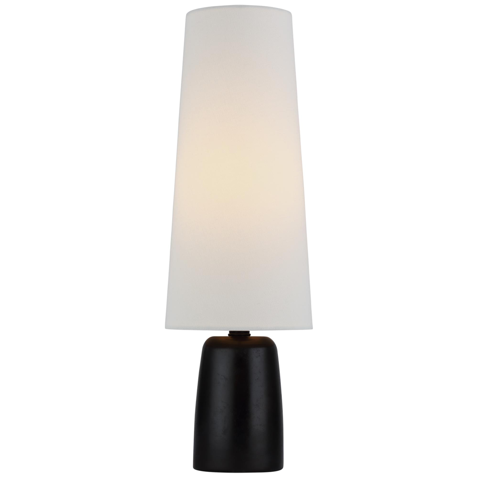 Shown in Aged Iron finish and Linen shade