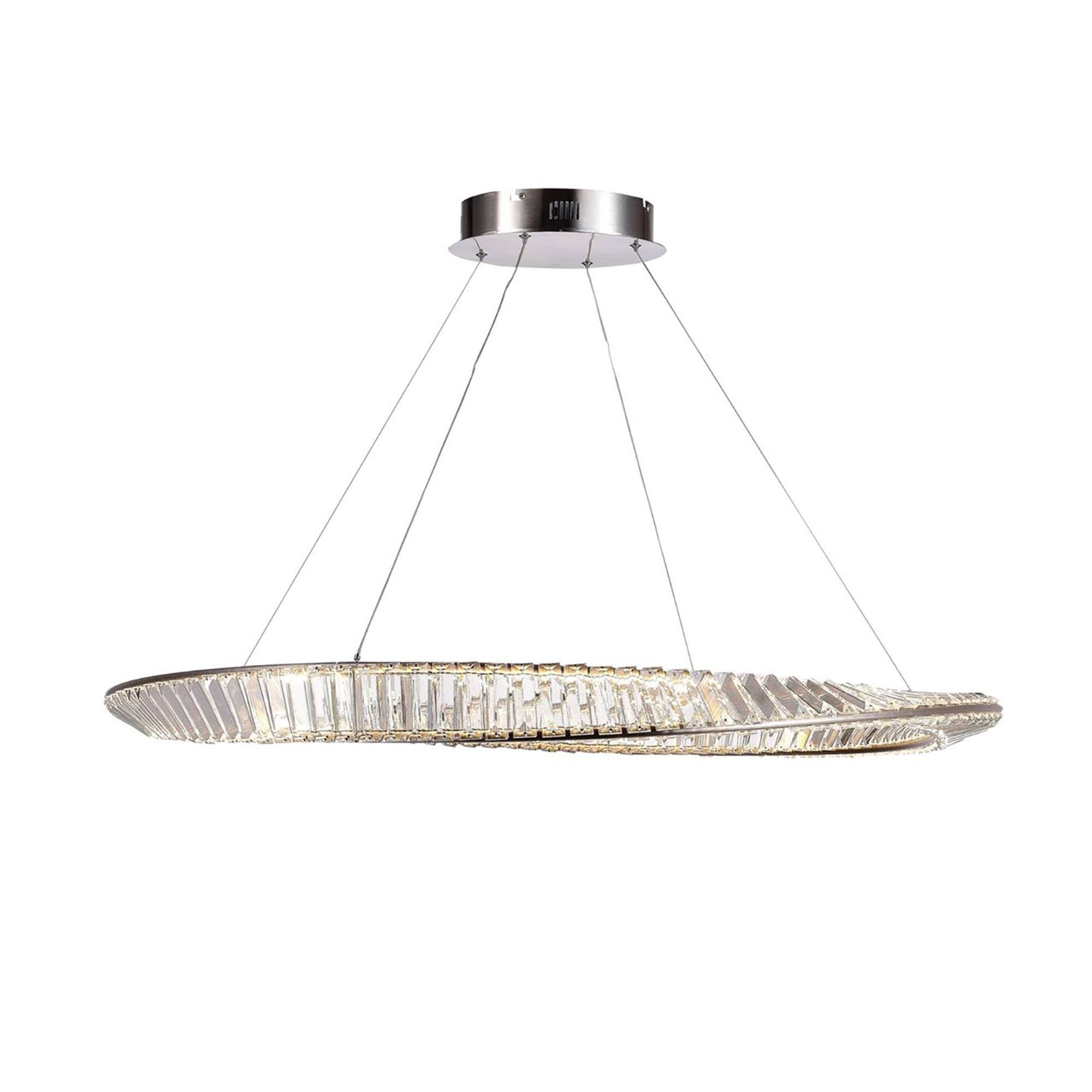 Shown in Satin Nickel finish and Clear Crystal glass