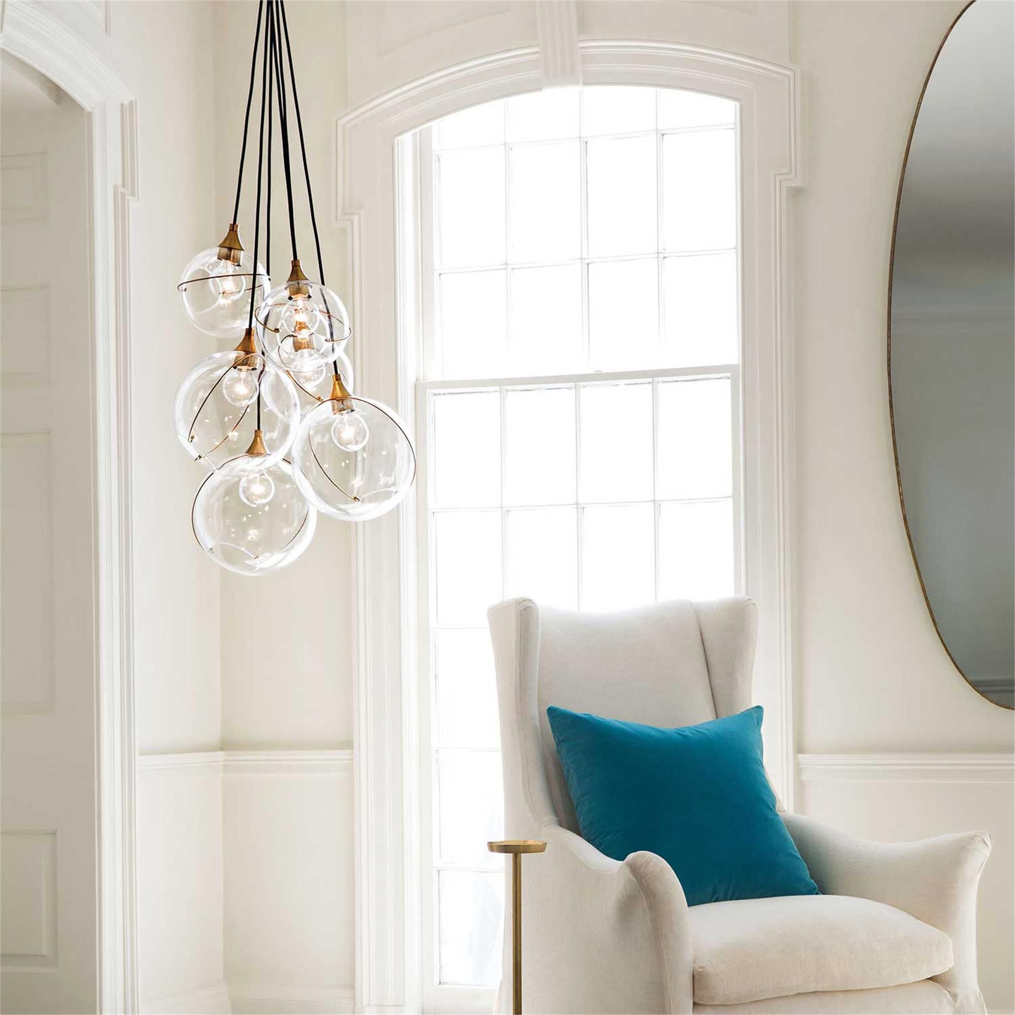 Shown in Heritage Brass finish and Clear glass