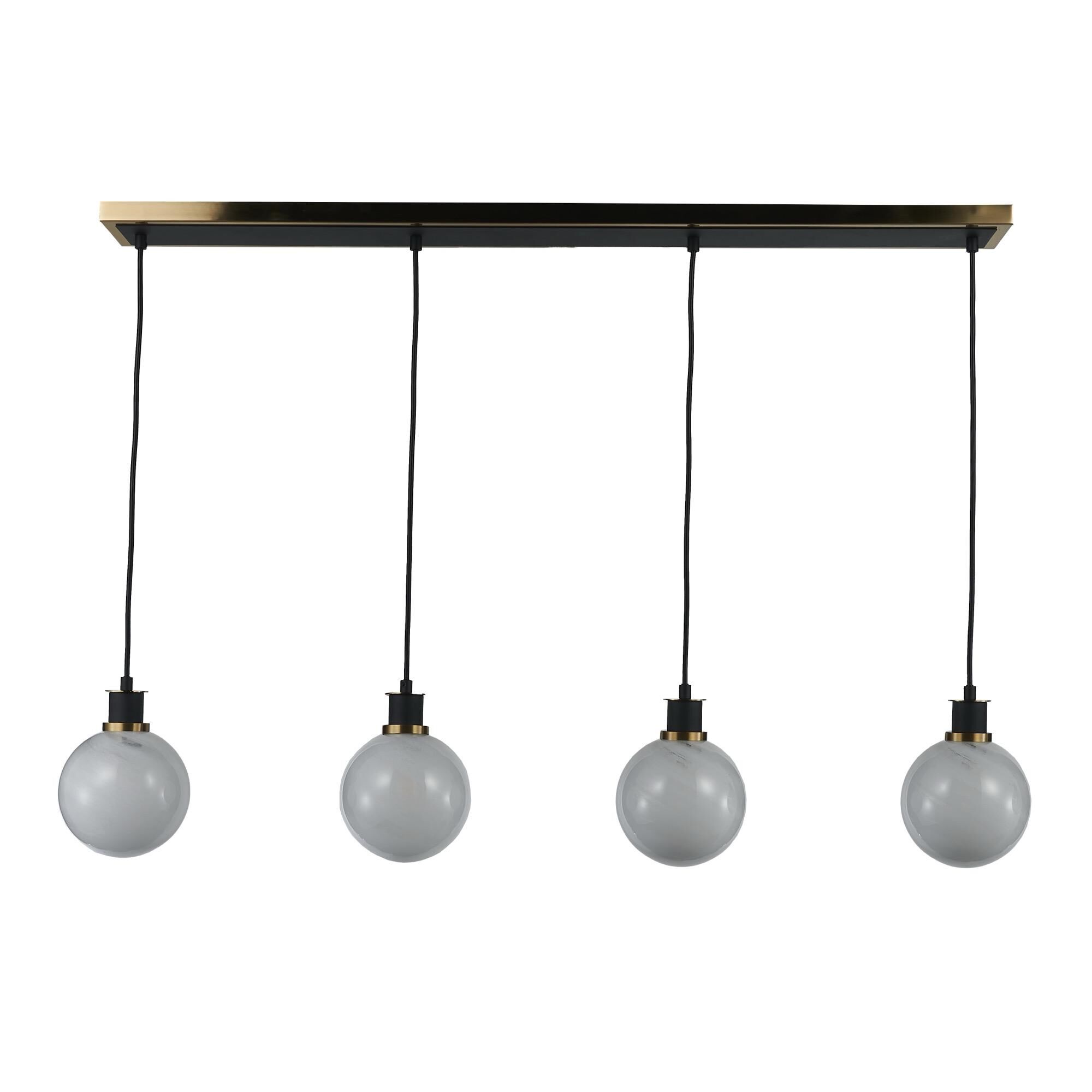 Shown in Black And Brushed Brass finish and Glass shade