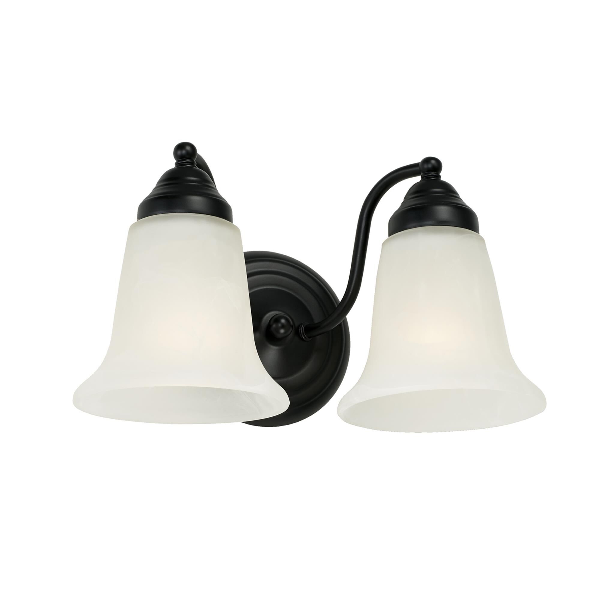Shown in Matte Black finish and White Faux Alabaster glass