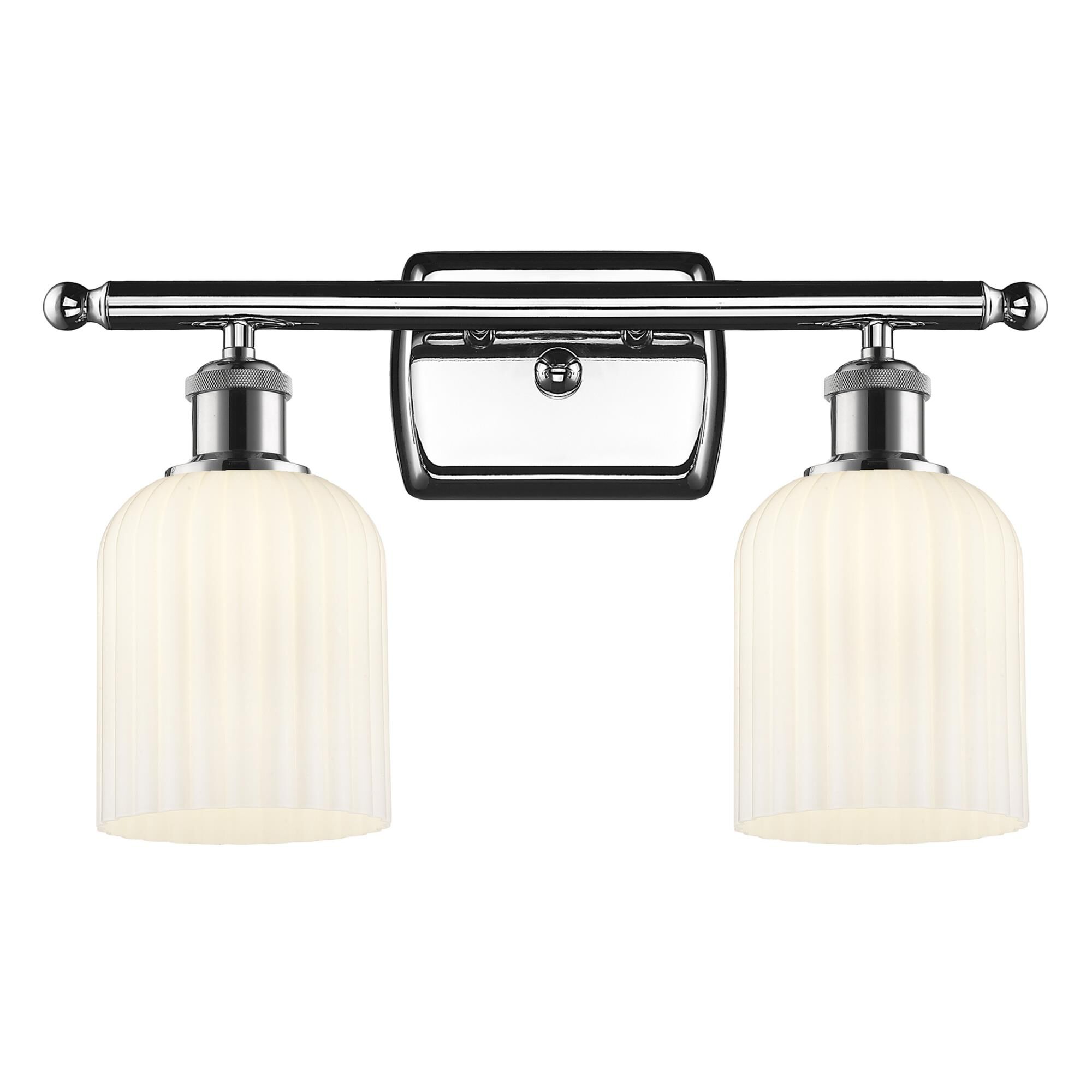 Shown in Polished Chrome finish and Gloss White shade