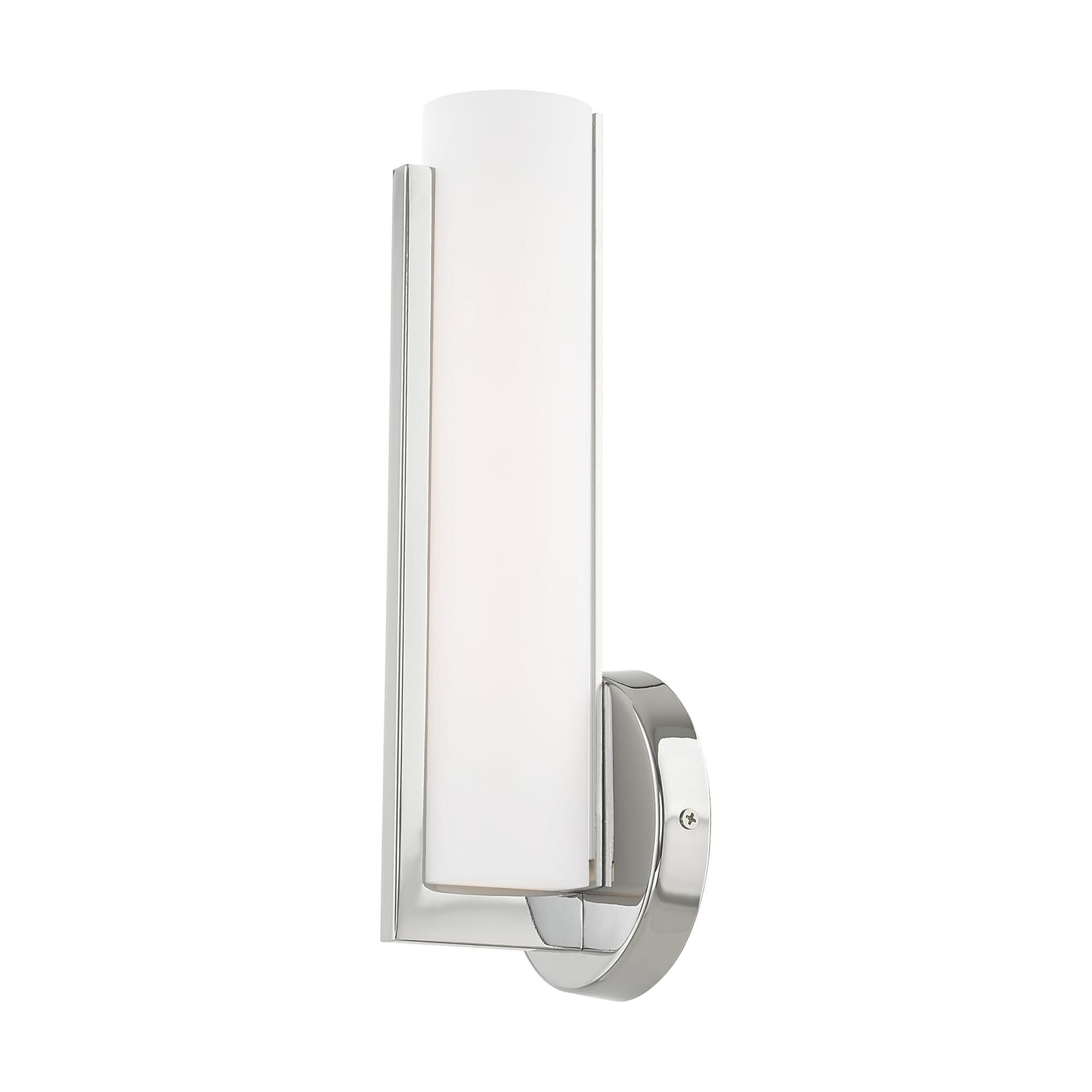 Shown in Polished Chrome finish and Satin White Acrylic shade