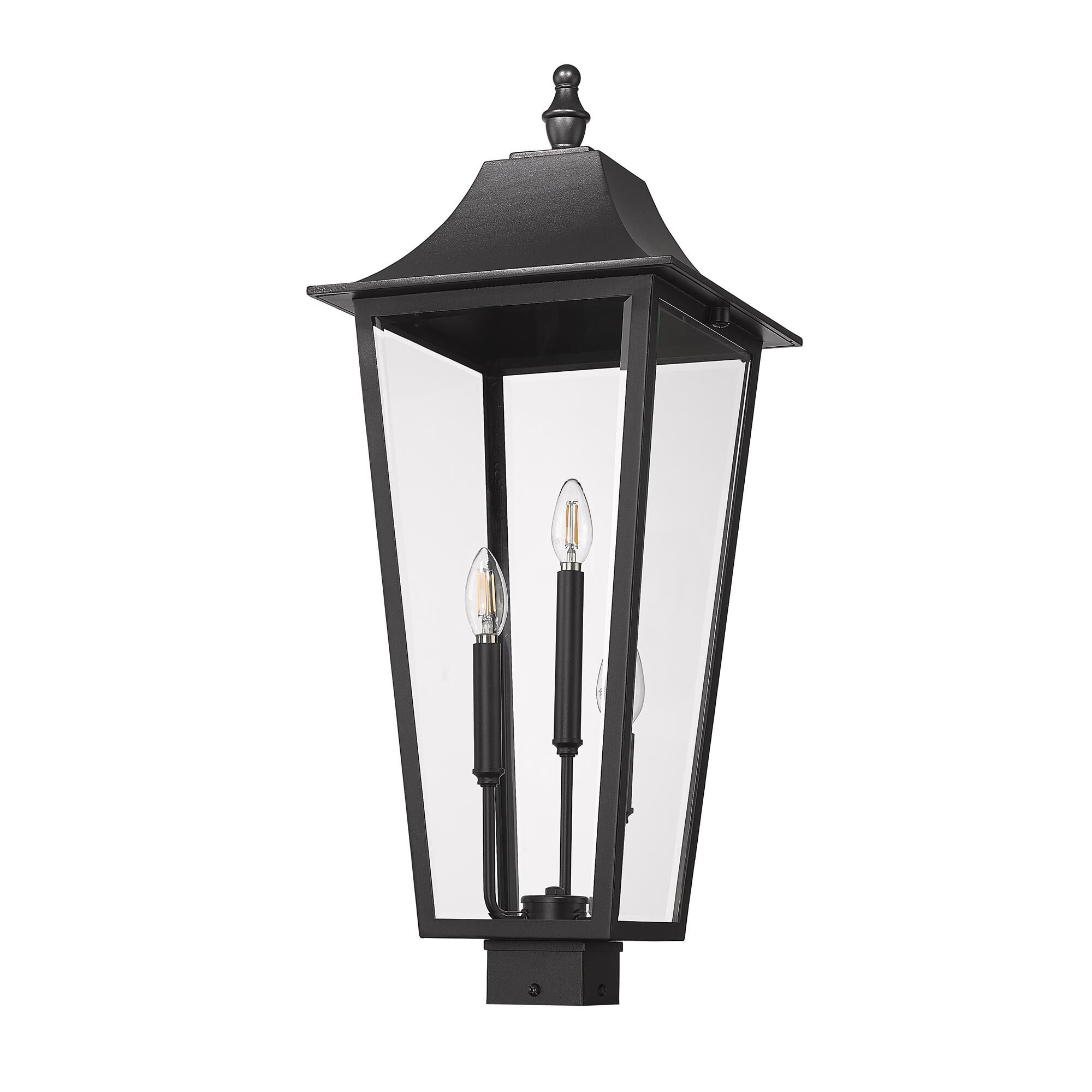 Shown in Black finish and Clear Beveled glass and Clear Beveled shade