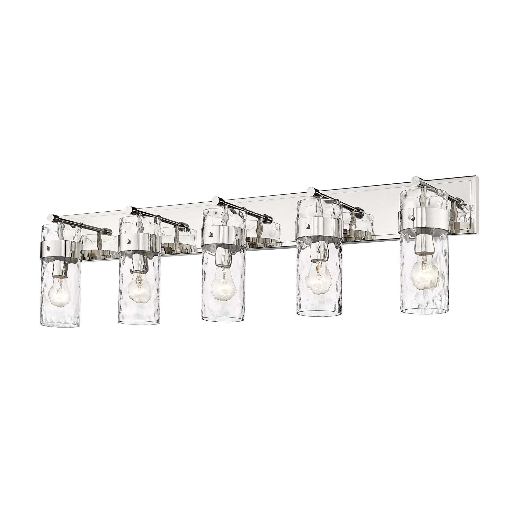 Shown in Polished Nickel finish and Glass shade