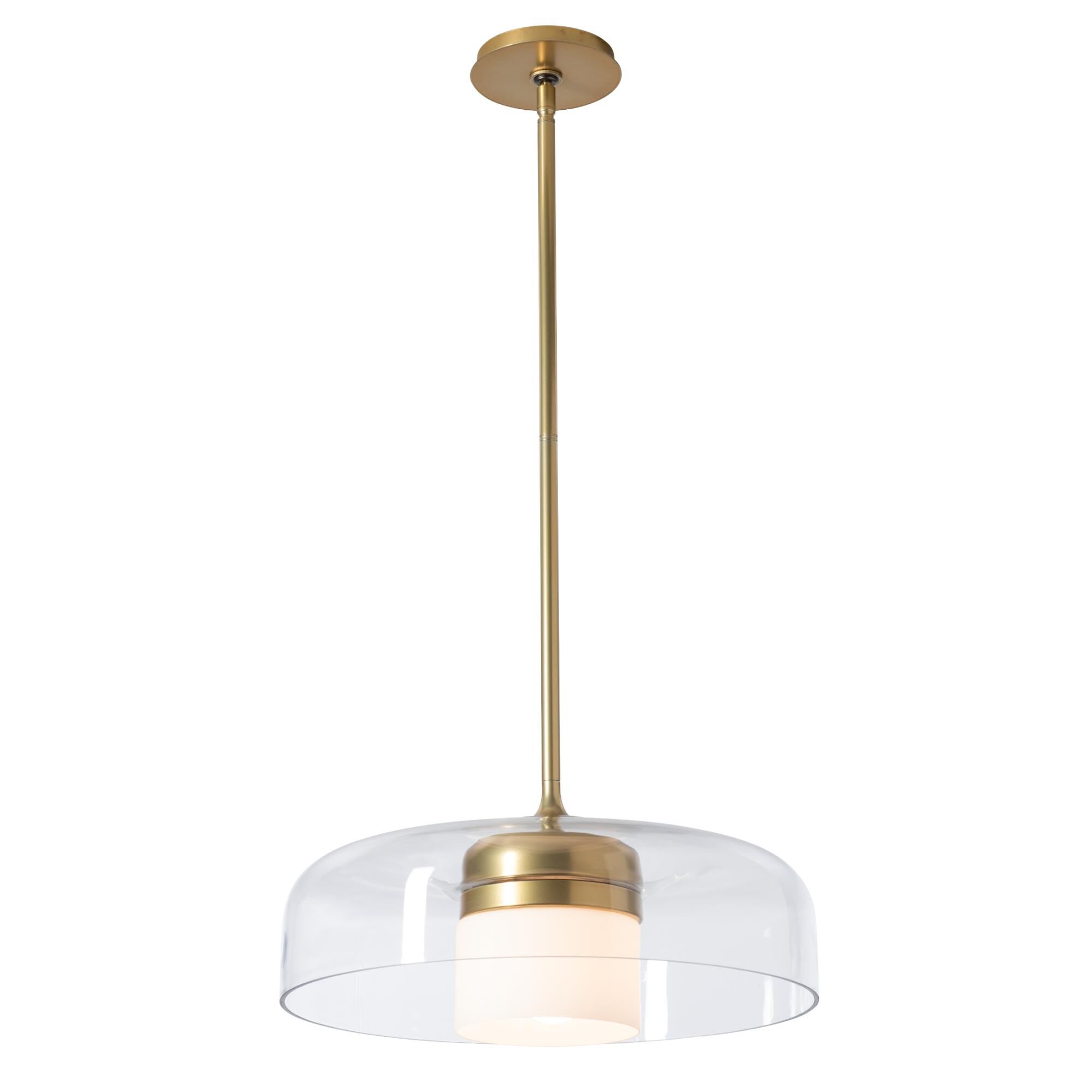 Shown in Modern Brass finish and Clear shade