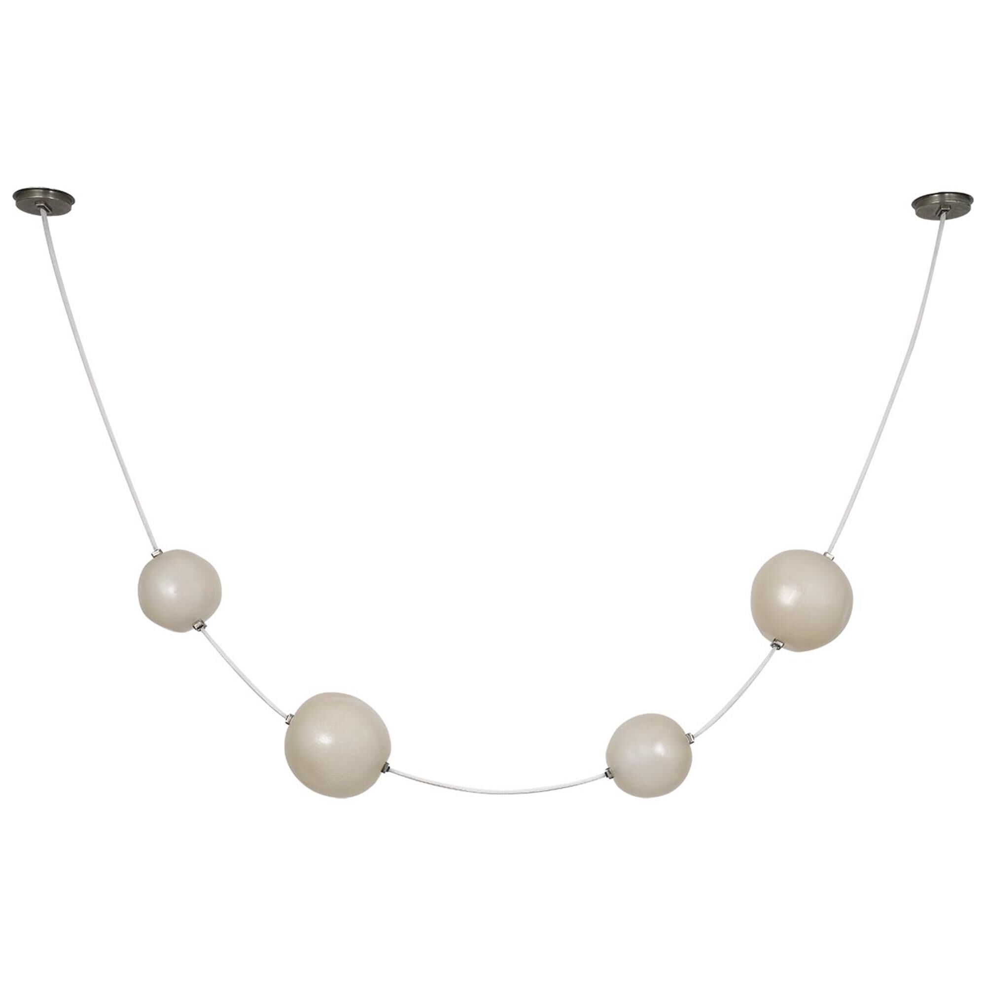 Shown in Bone Suede And Mottled Pewter finish and Fizzy Nude glass