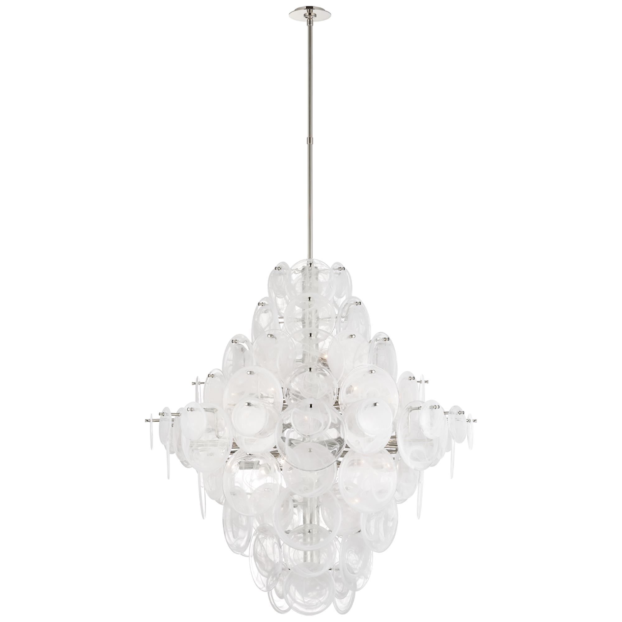 Shown in Polished Nickel finish and White Stripe glass