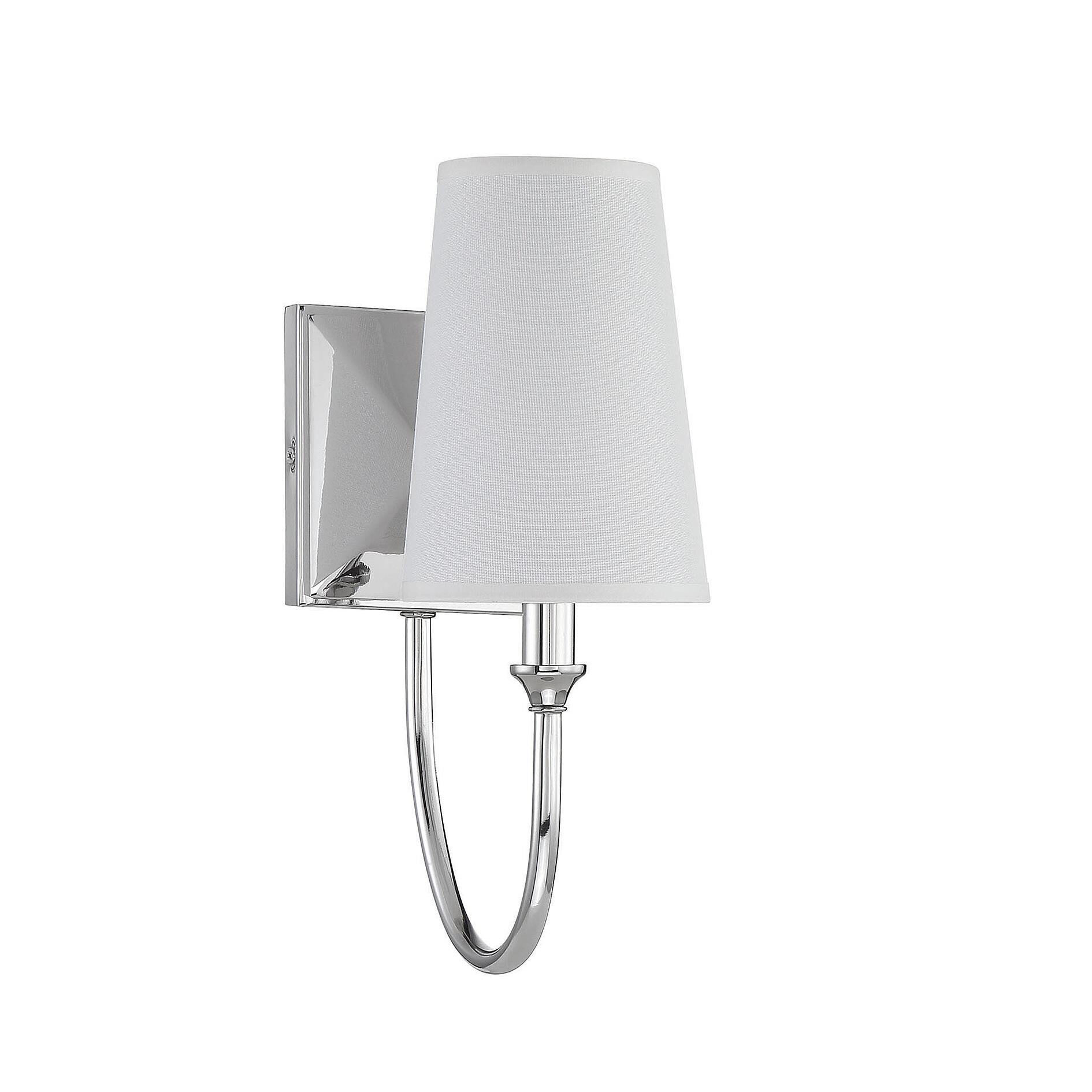 Shown in Polished Nickel finish and White Fabric shade