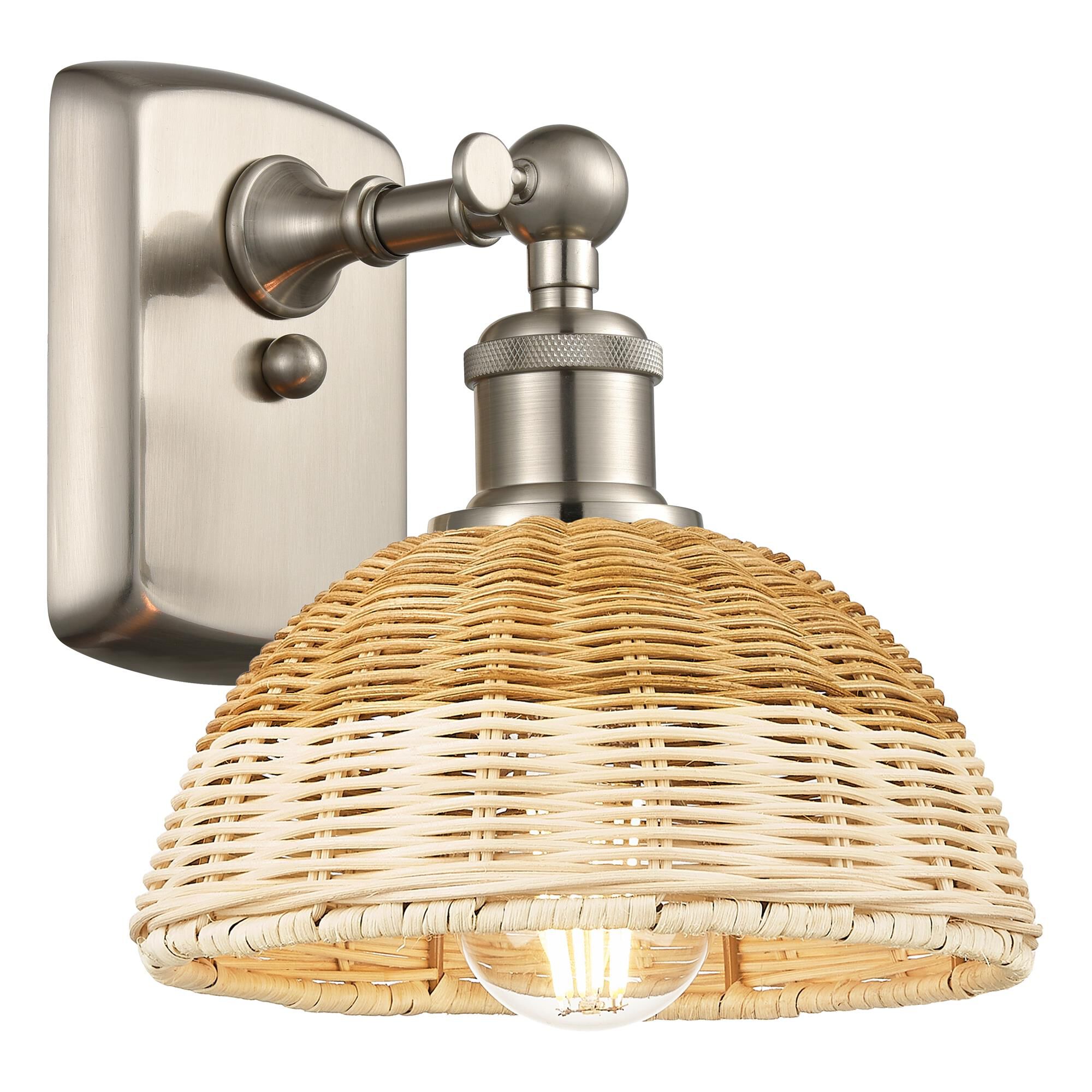 Shown in Brushed Satin Nickel finish and Natural shade