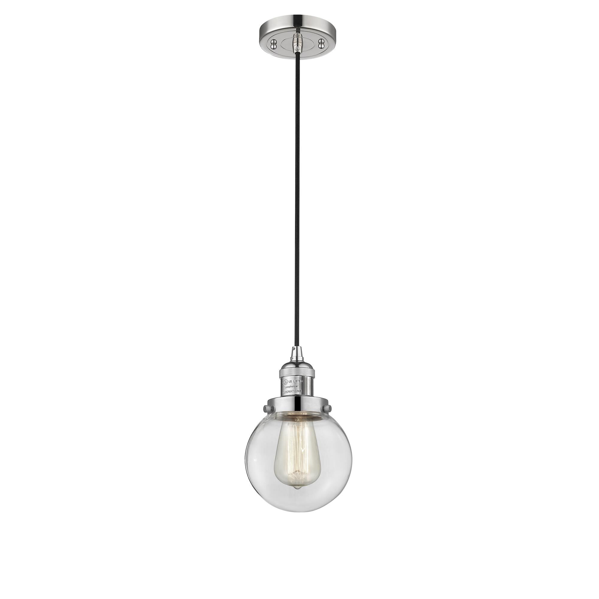 Shown in Polished Nickel finish and Clear glass