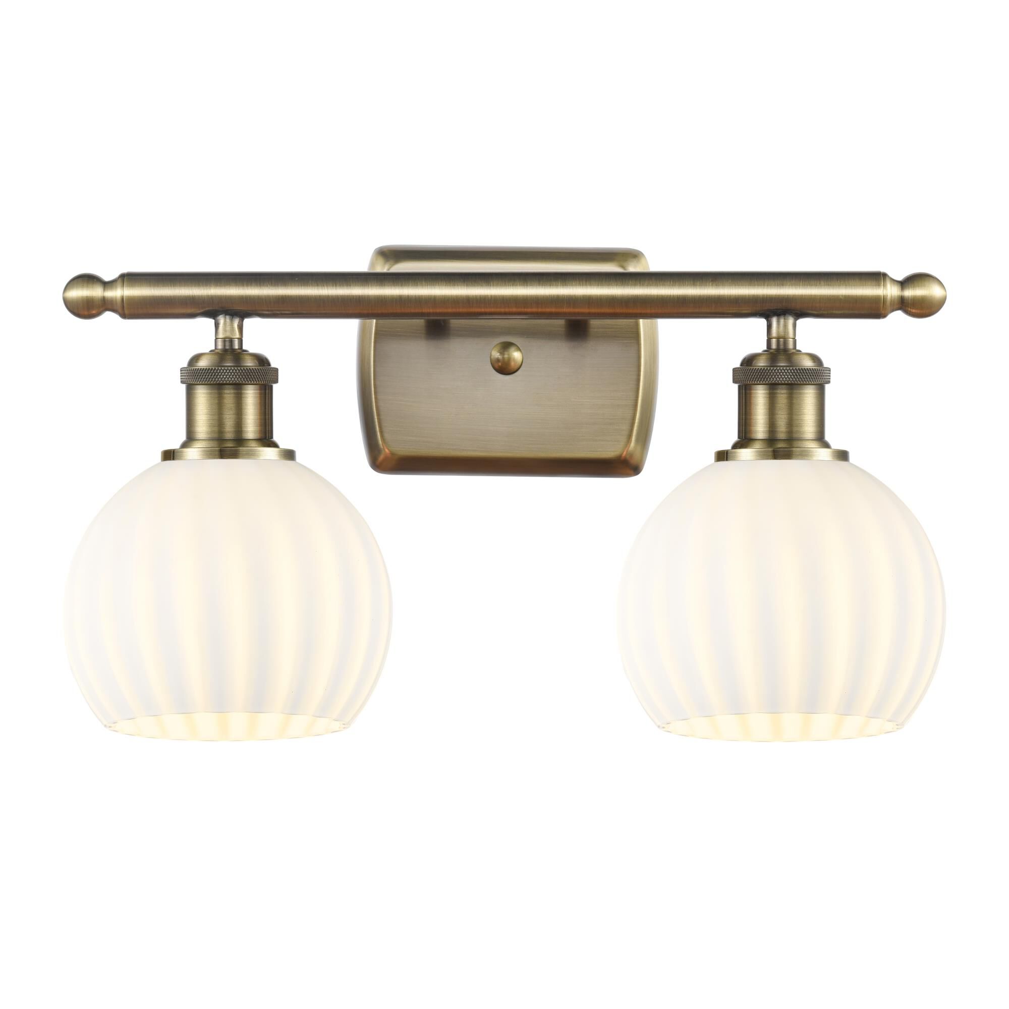 Shown in Antique Brass finish and White Venetian glass