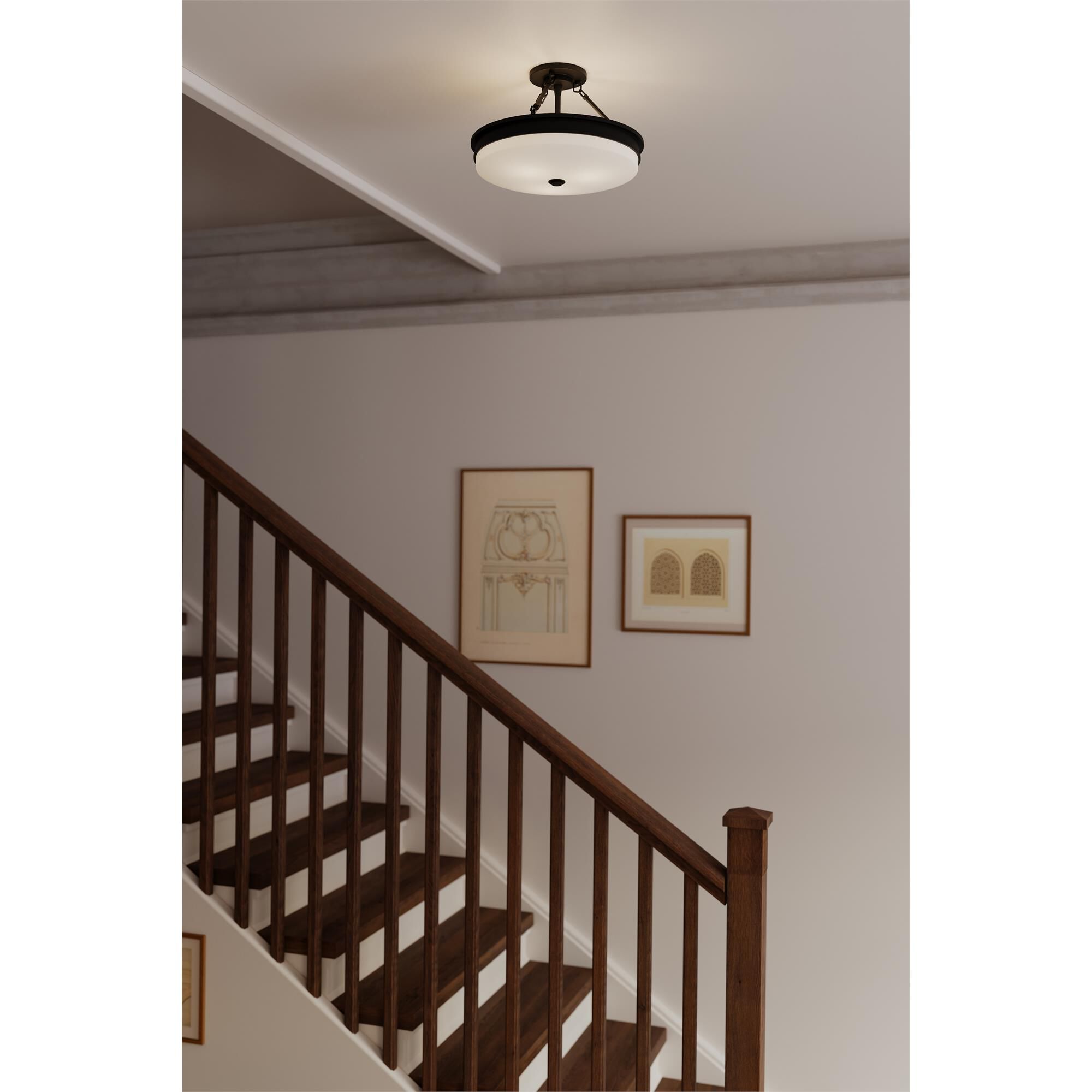 Shown in Dark Matte Black finish and Etched Opal glass