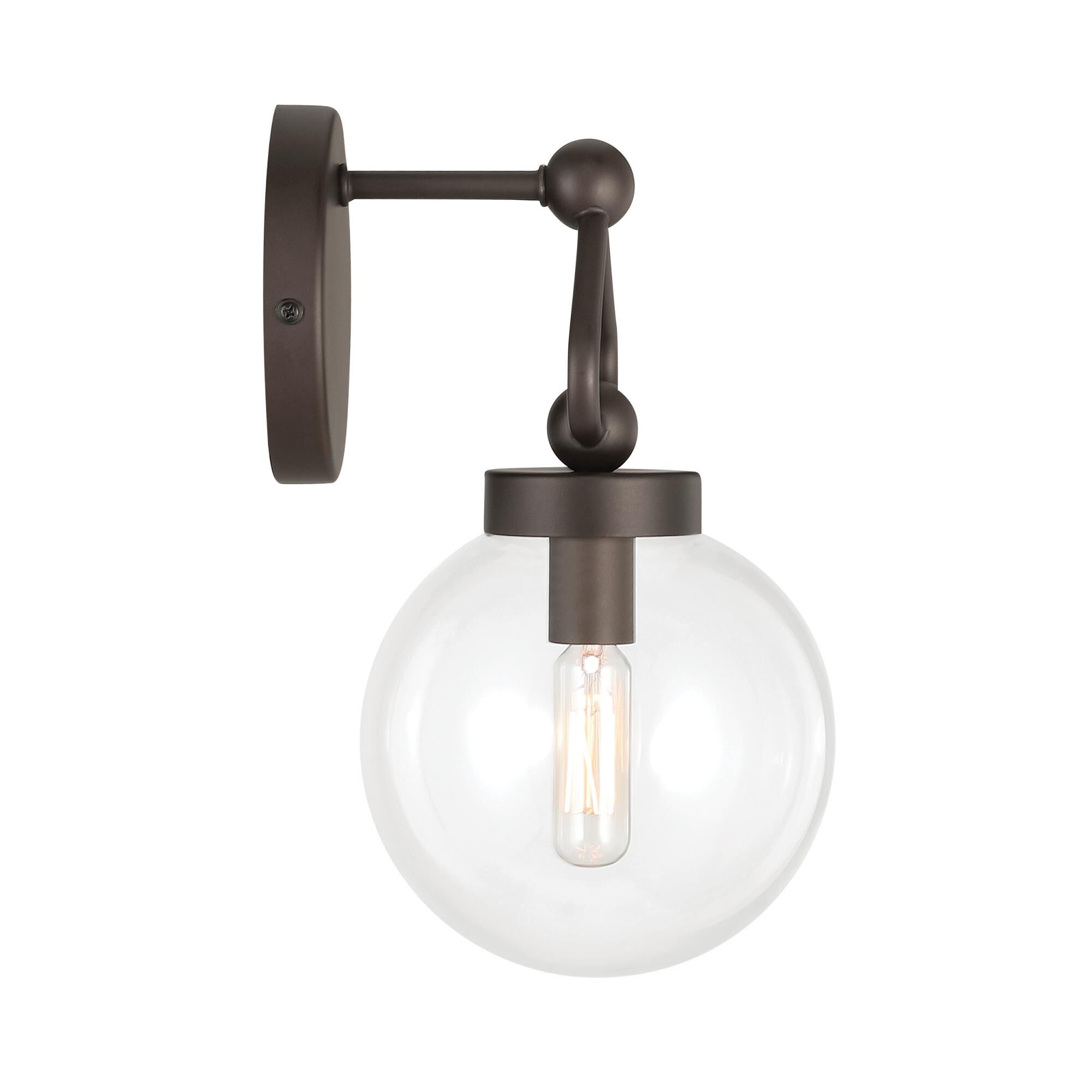 Shown in Dark Bronze finish and Clear glass and Glass shade