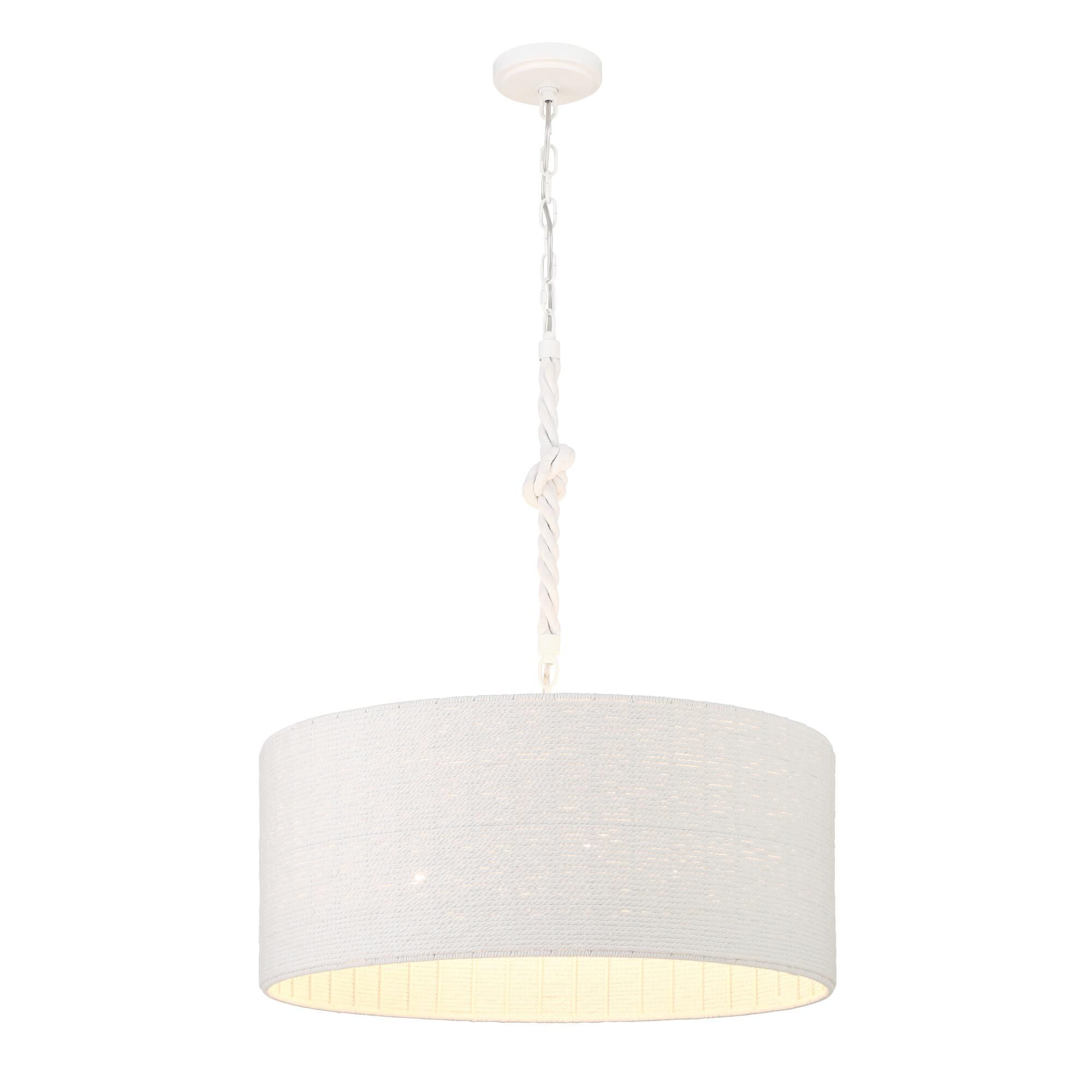 Shown in Matte White finish and Cotton Rope shade