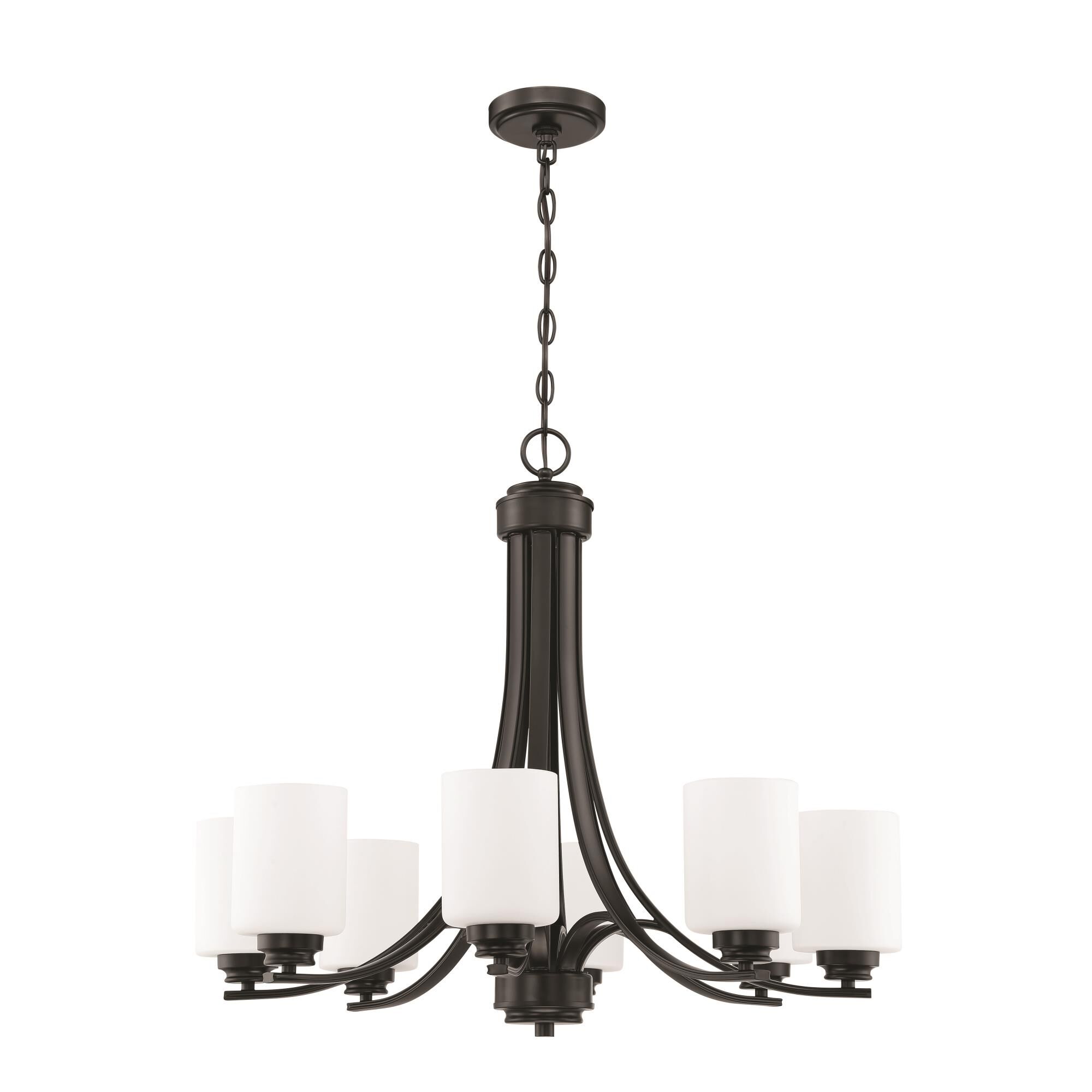 Shown in Flat Black finish and White Frosted glass and Glass shade