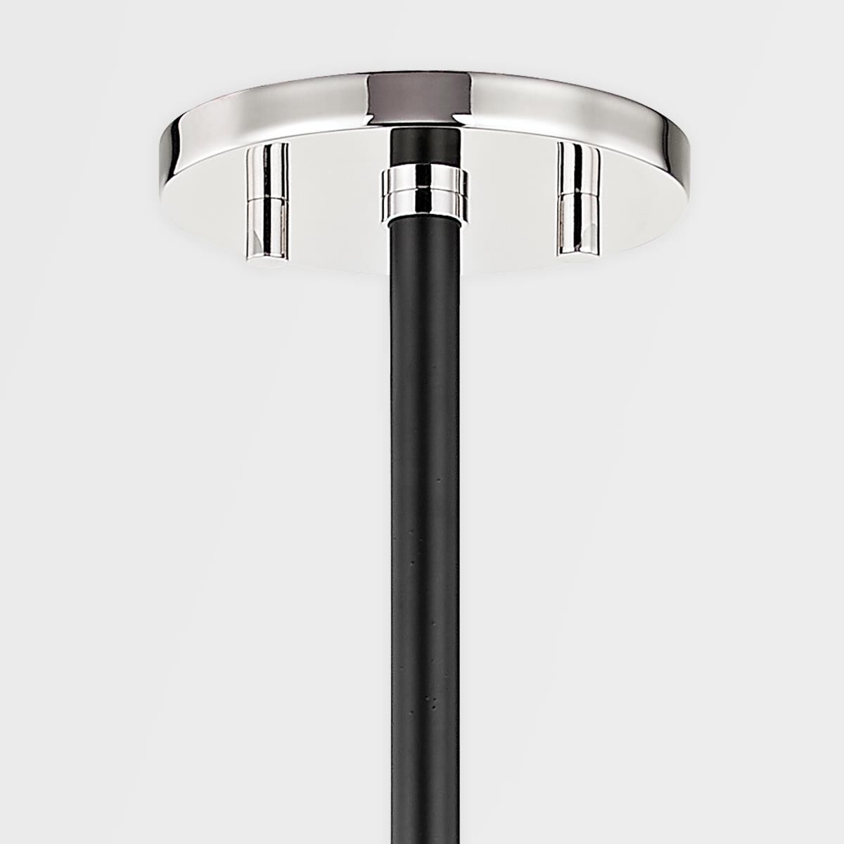 Shown in Polished Nickel finish and White glass