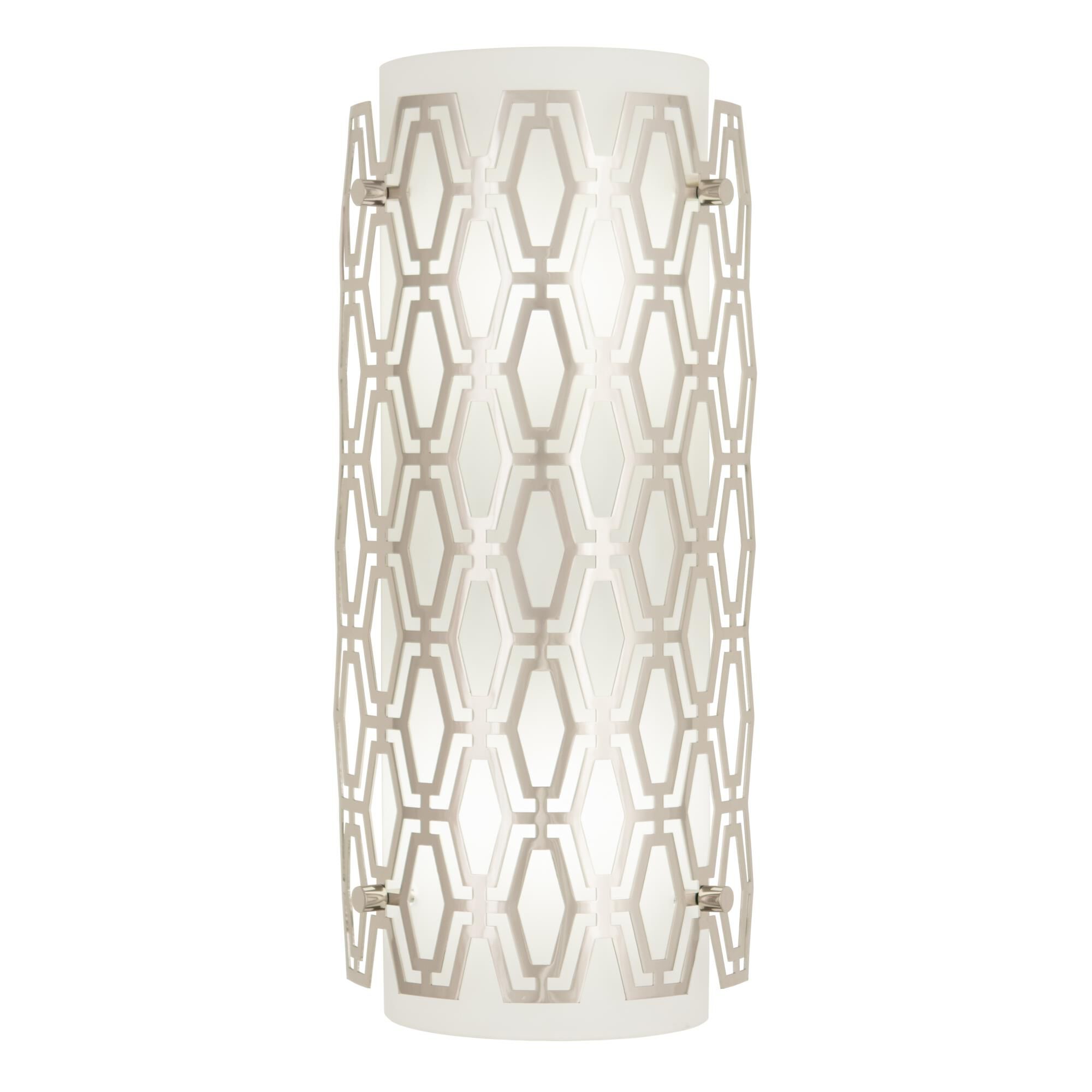 Shown in Polished Nickel finish and Frosted Cased White glass