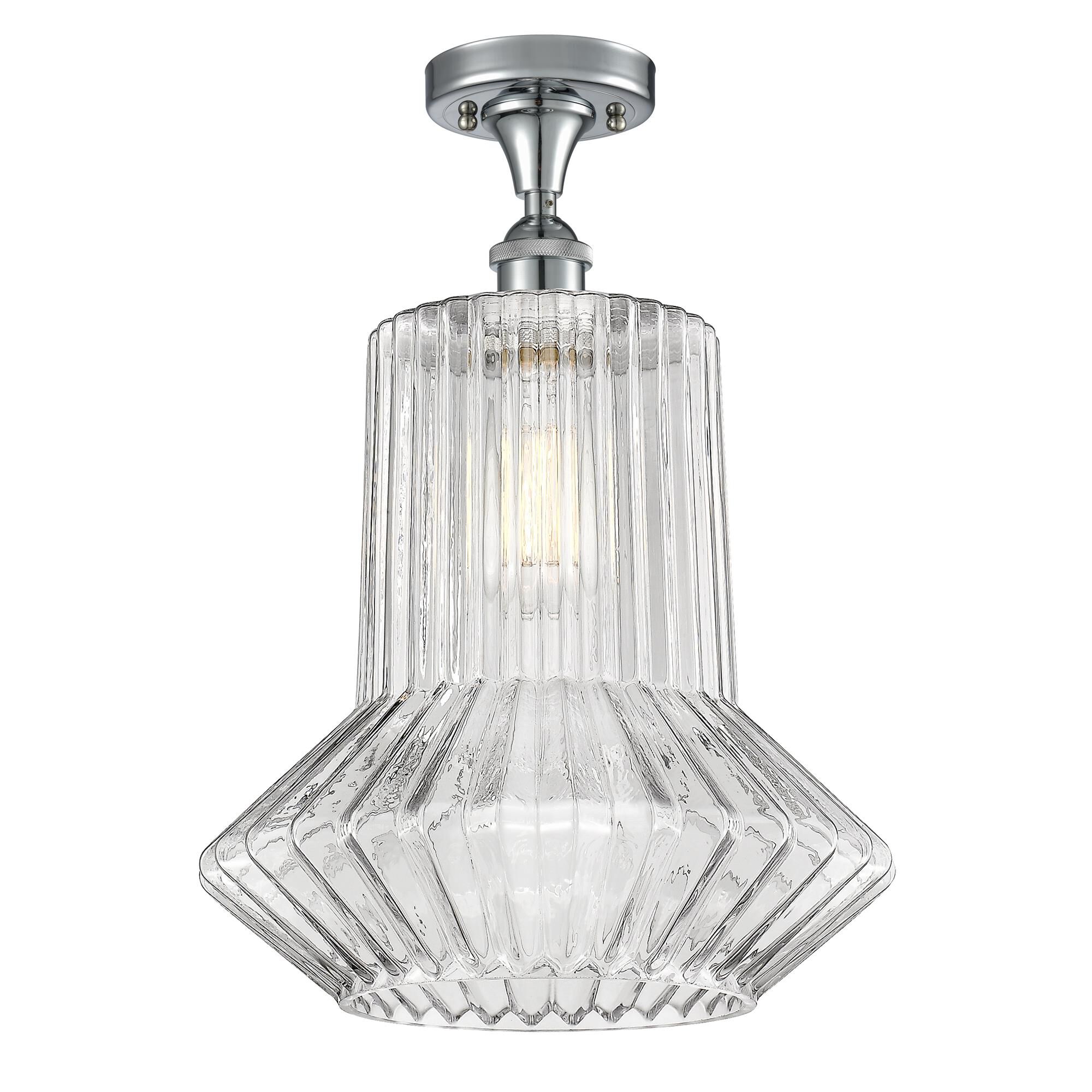 Shown in Polished Chrome finish and Clear Spiral Fluted glass