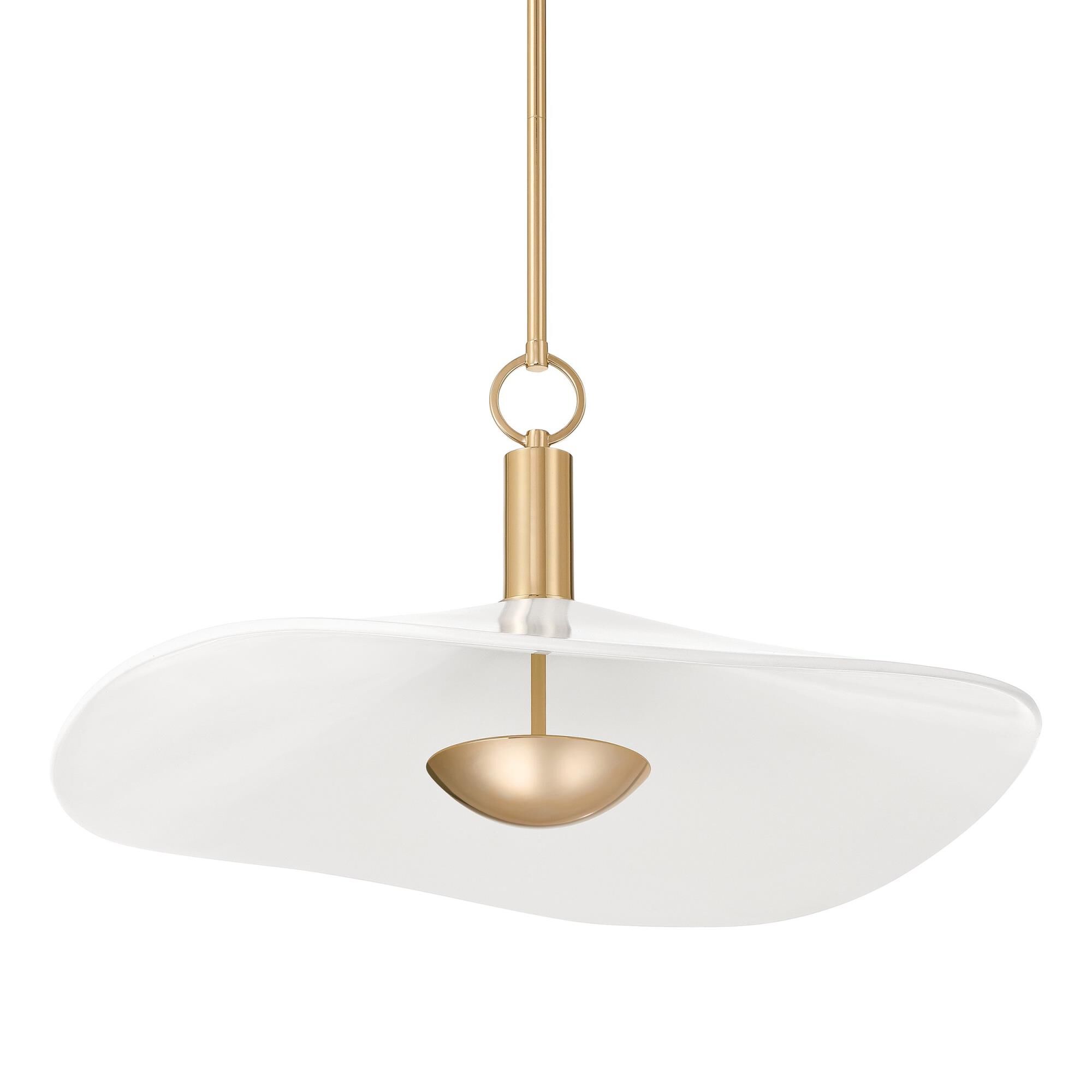 Shown in Polished Gold finish and White Glazed glass