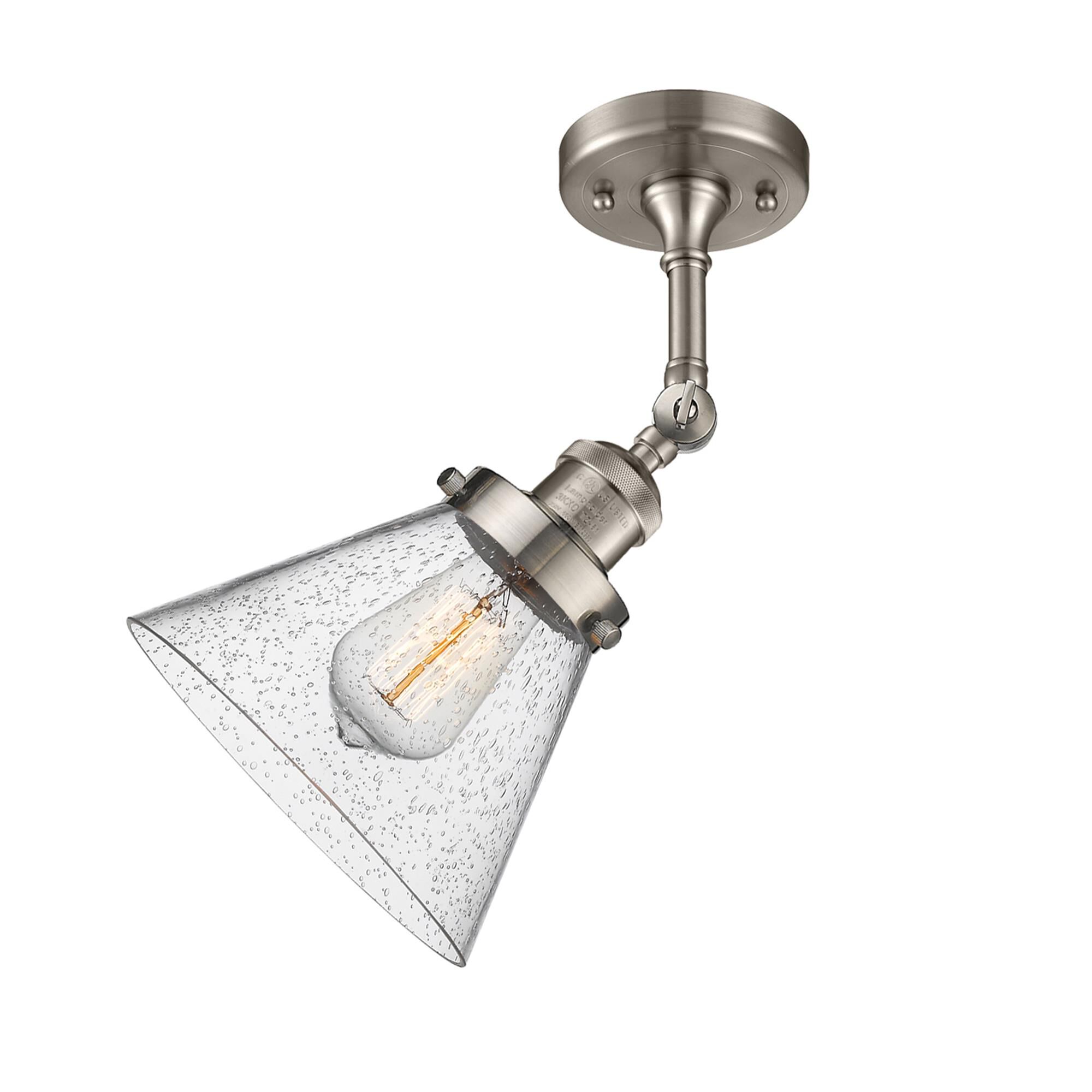 Shown in Brushed Satin Nickel finish and Seedy glass