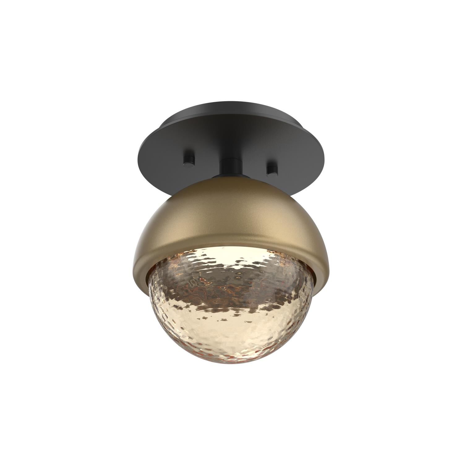 Shown in Matte Black finish and Amber glass and Gilded Brass accent