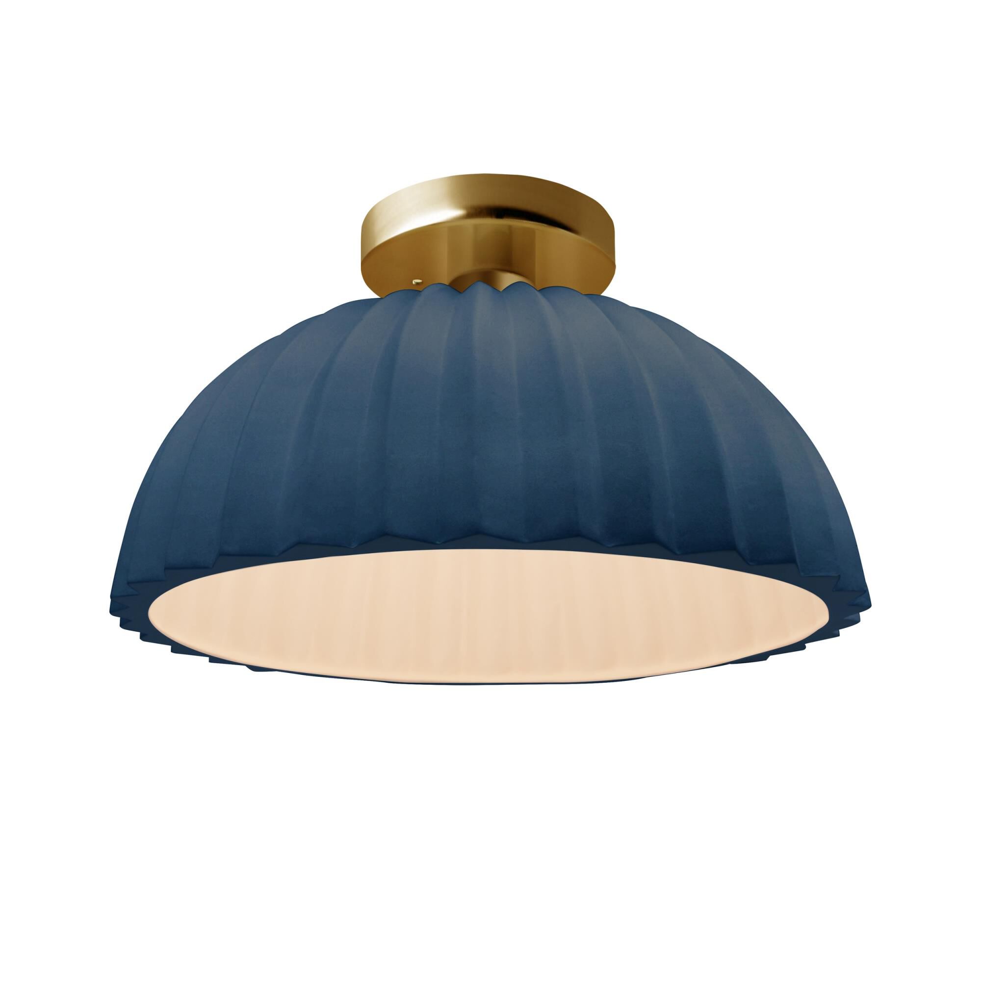 Shown in Brushed Brass finish and Midnight Sky shade