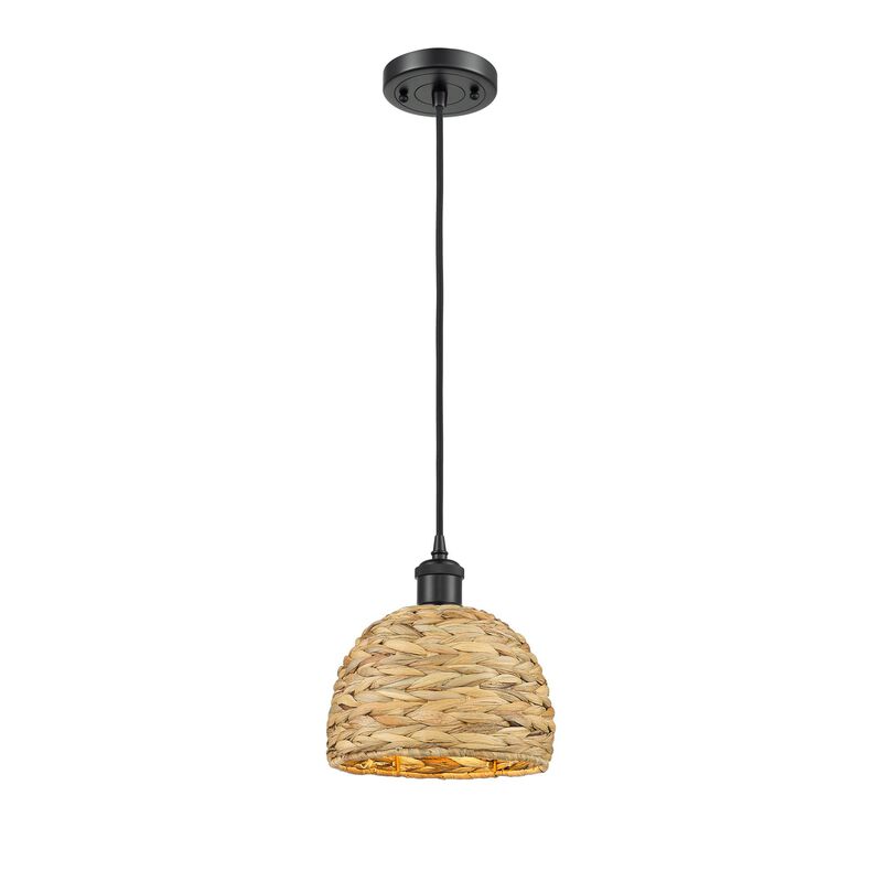 Bruno Marashlian Woven Rattan 8 Inch Mini Pendant by Innovations Lighting