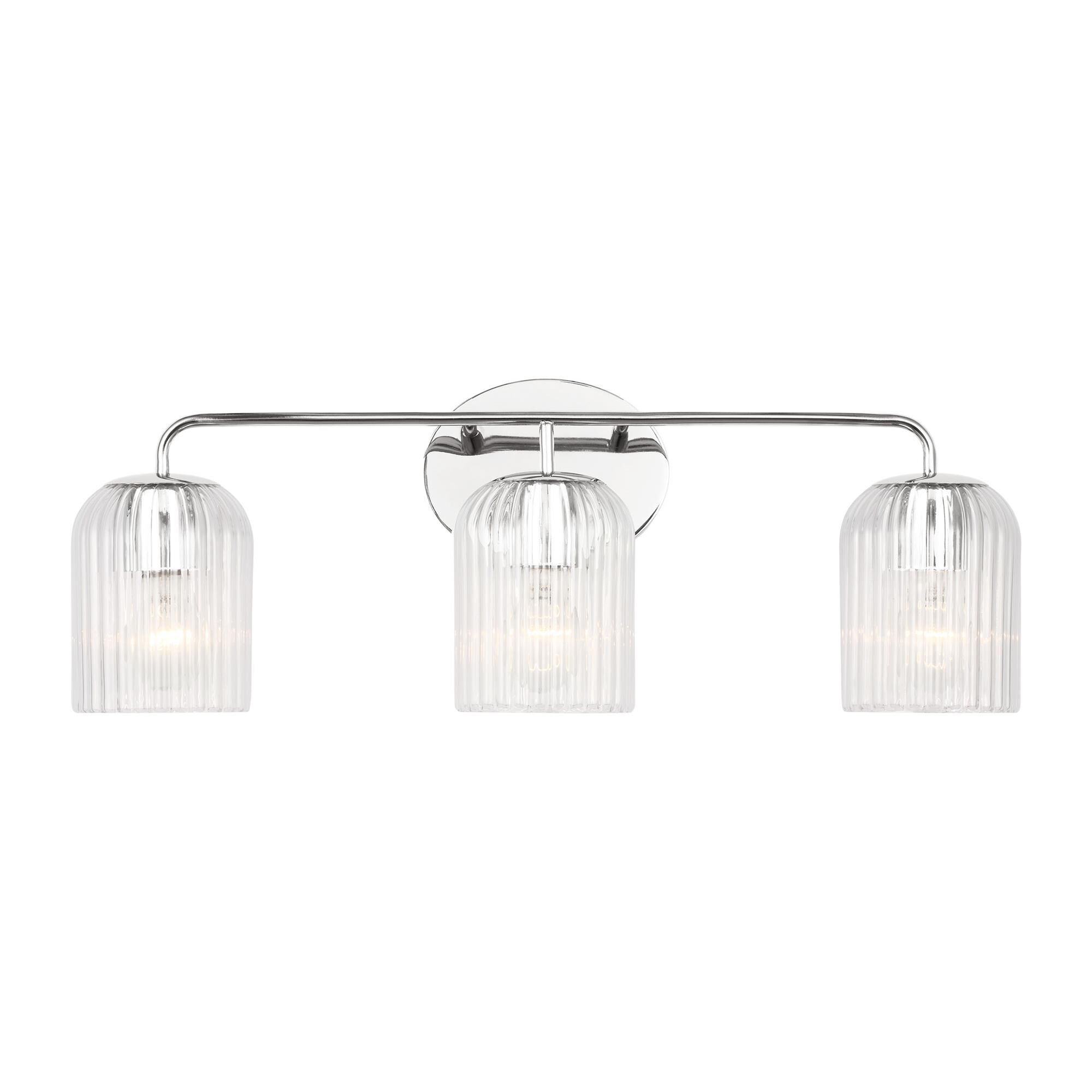 Shown in Chrome finish and Clear Ribbed glass
