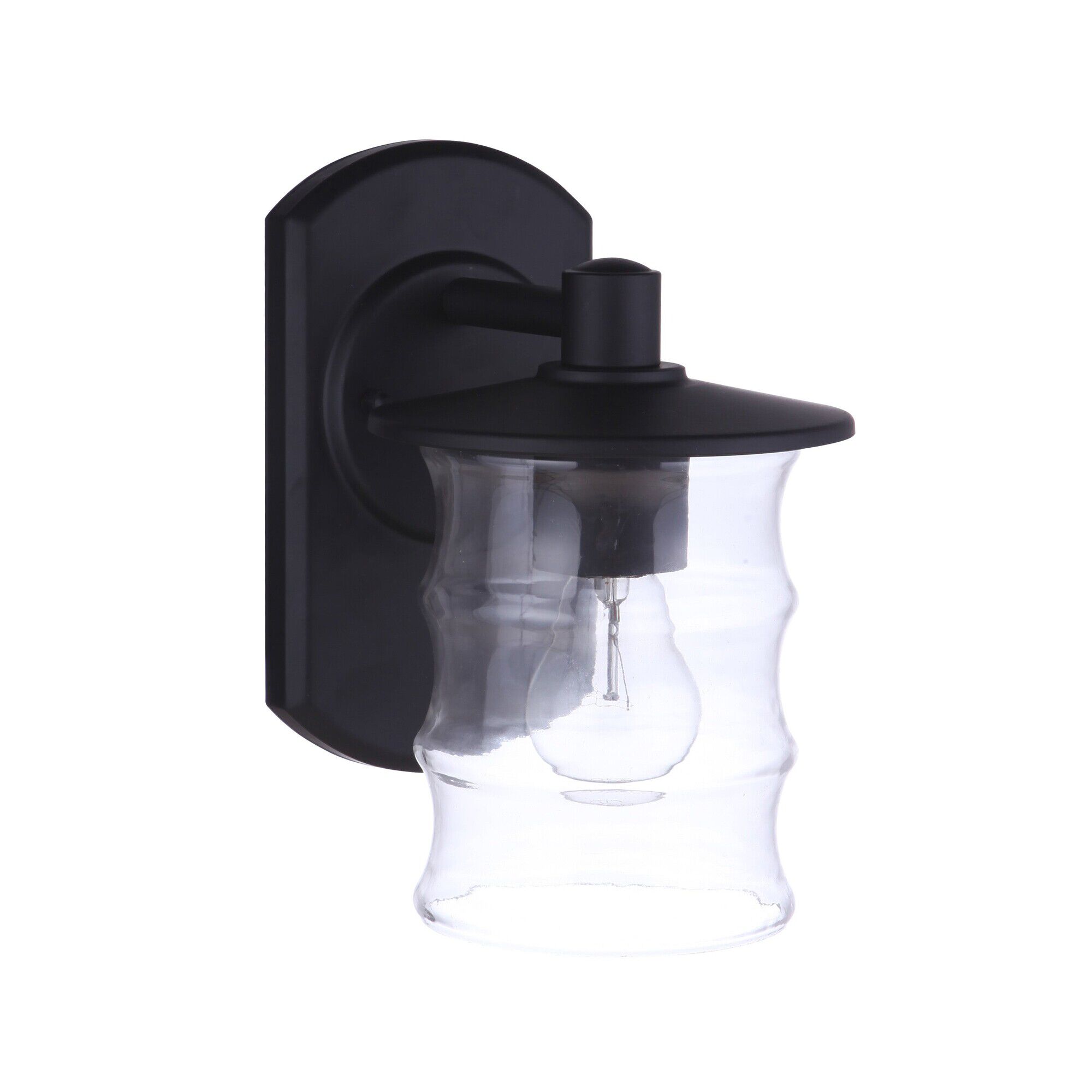 Shown in Midnight finish and Clear glass and Glass shade