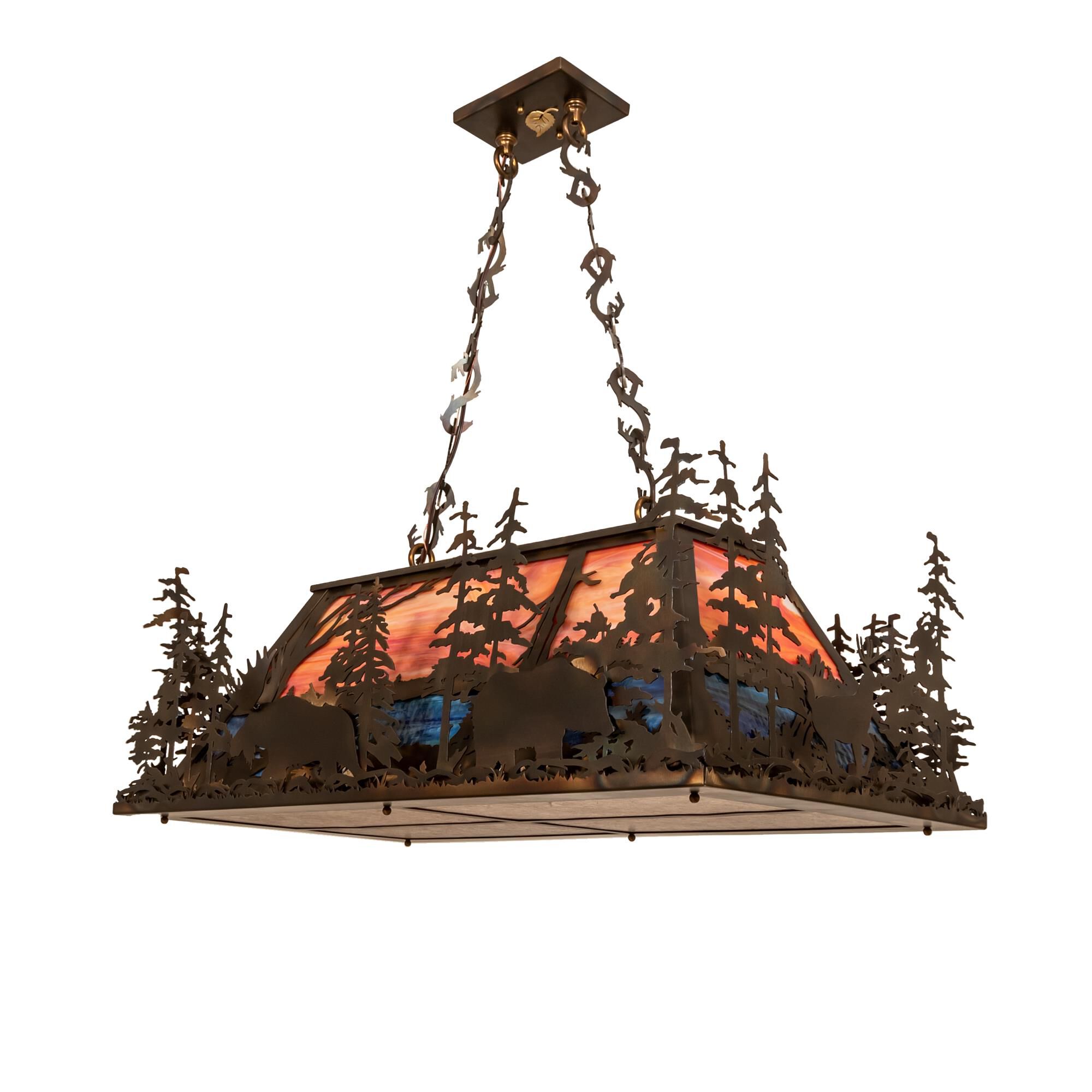 Shown in Antique Copper Finish;Burnished finish and Coral;Blue;Silver Mica glass