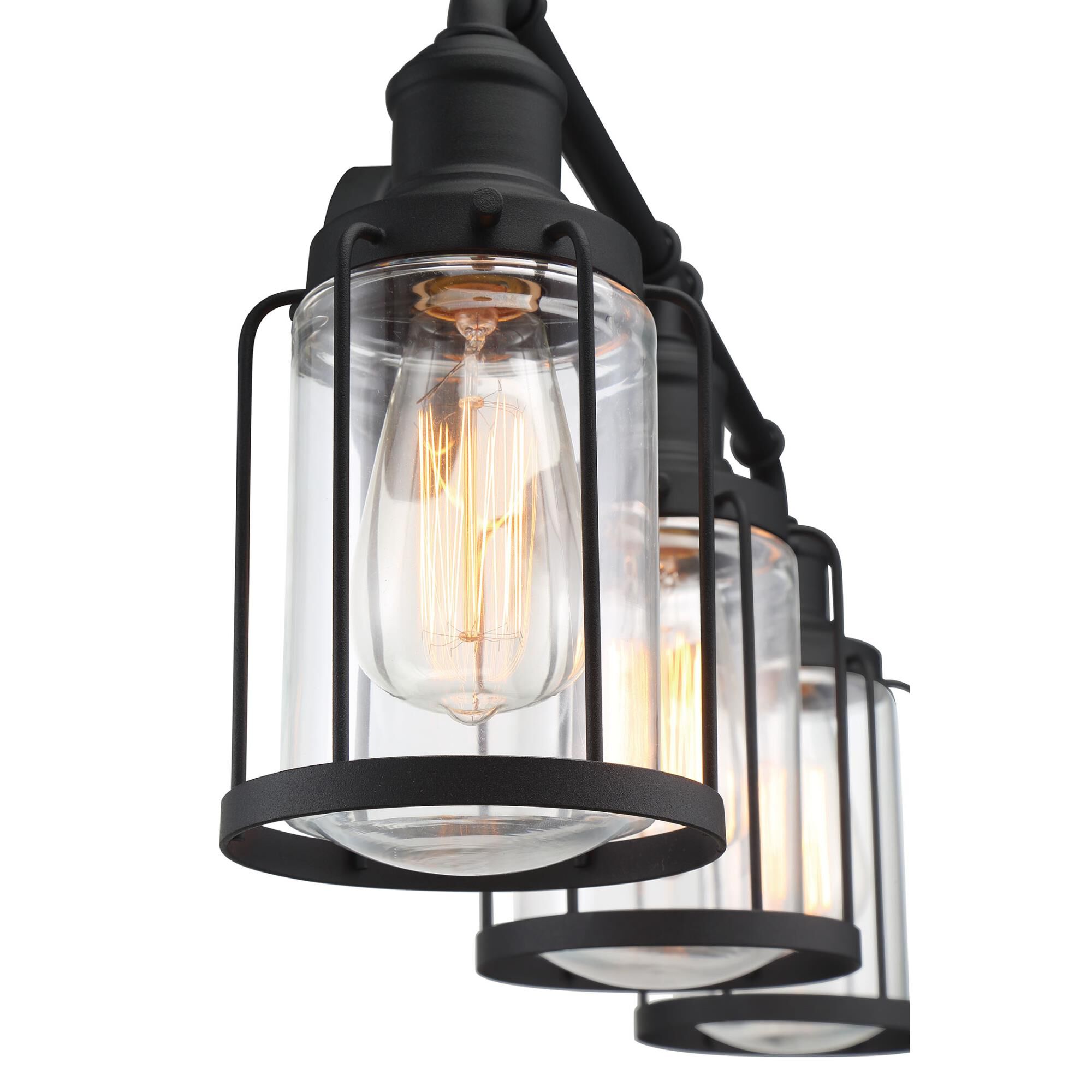 Shown in Earth Black finish and Clear Glass shade