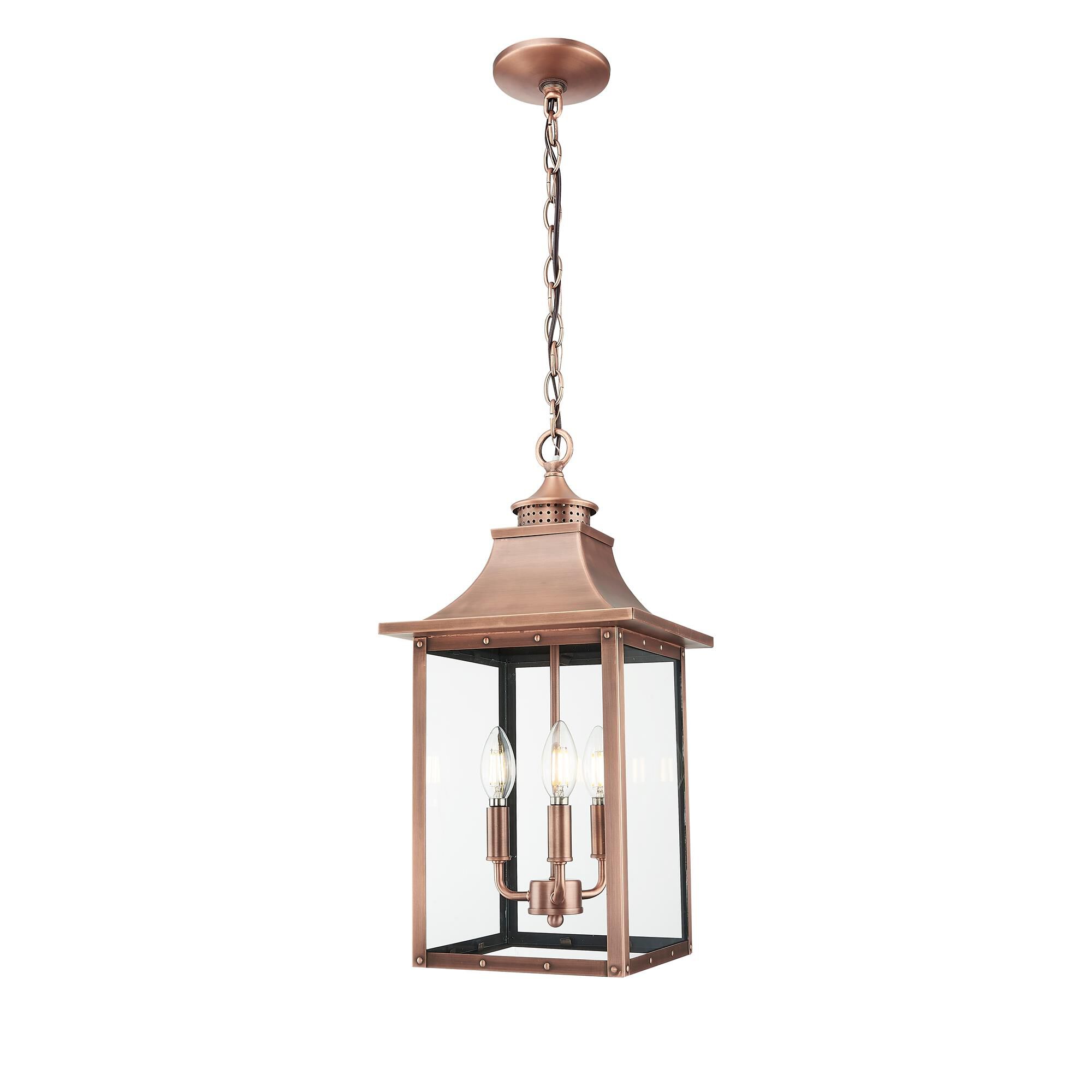 Shown in Copper Patina finish and Clear glass and Clear Glass Panes shade