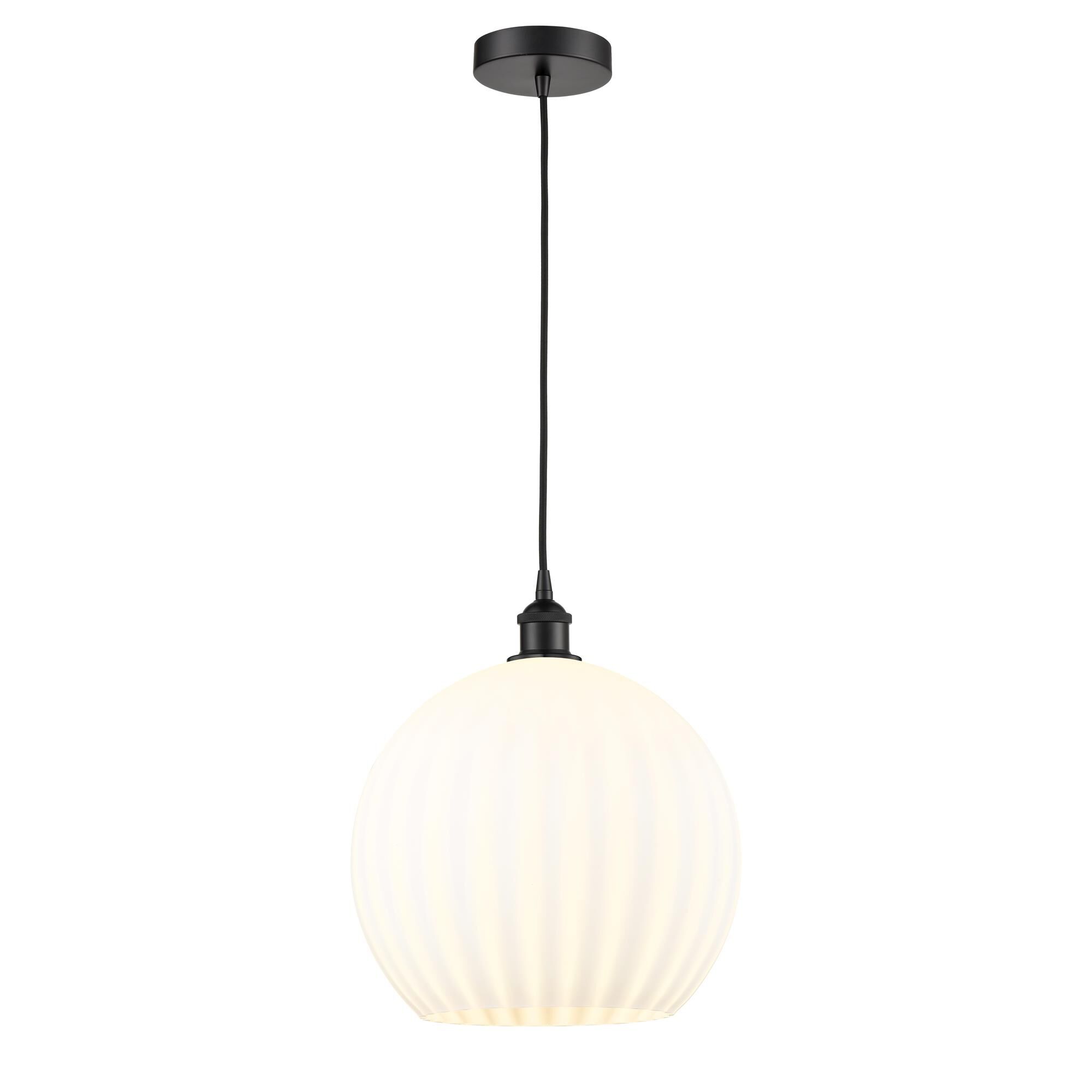 Shown in Matte Black finish and White Venetian glass