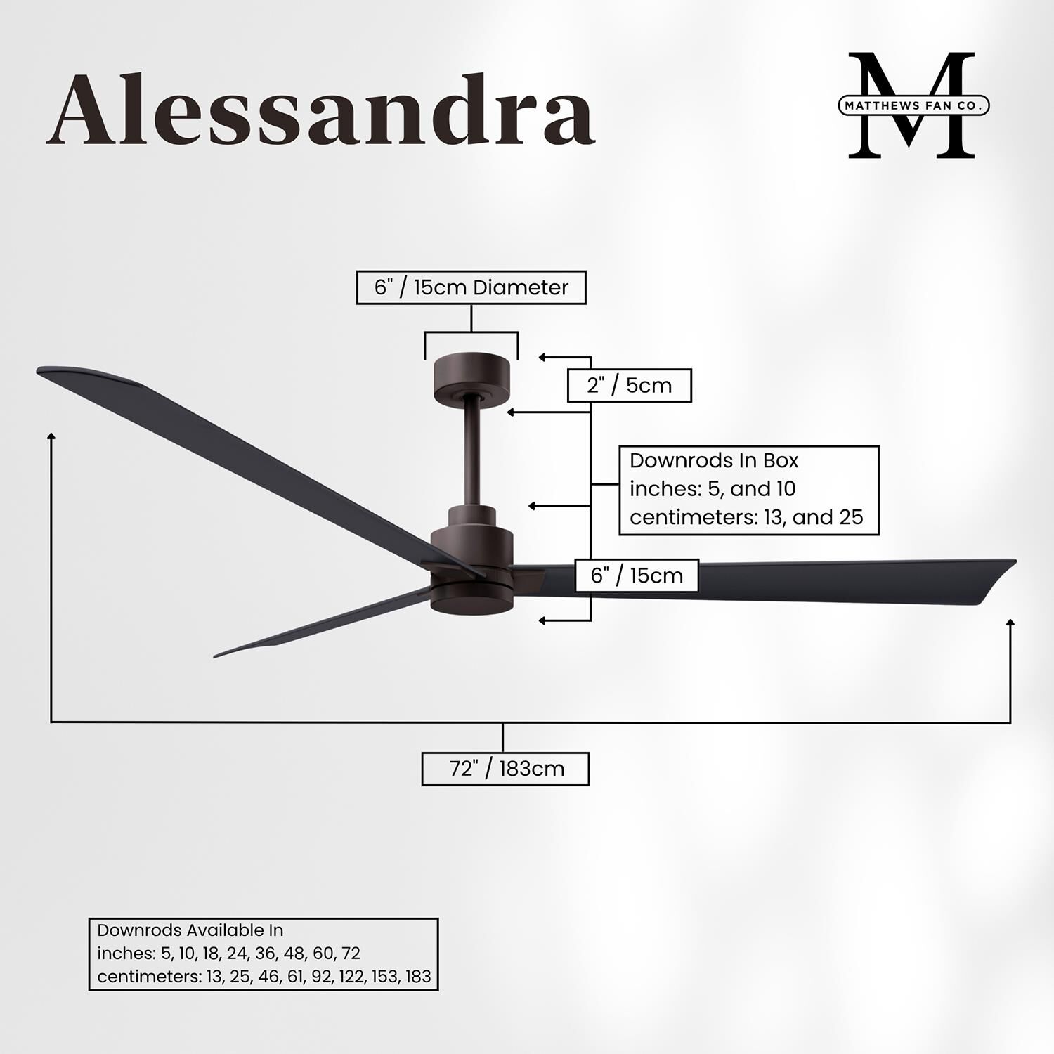 Alessandra 72 Inch Ceiling Fan by Matthews Fan Company