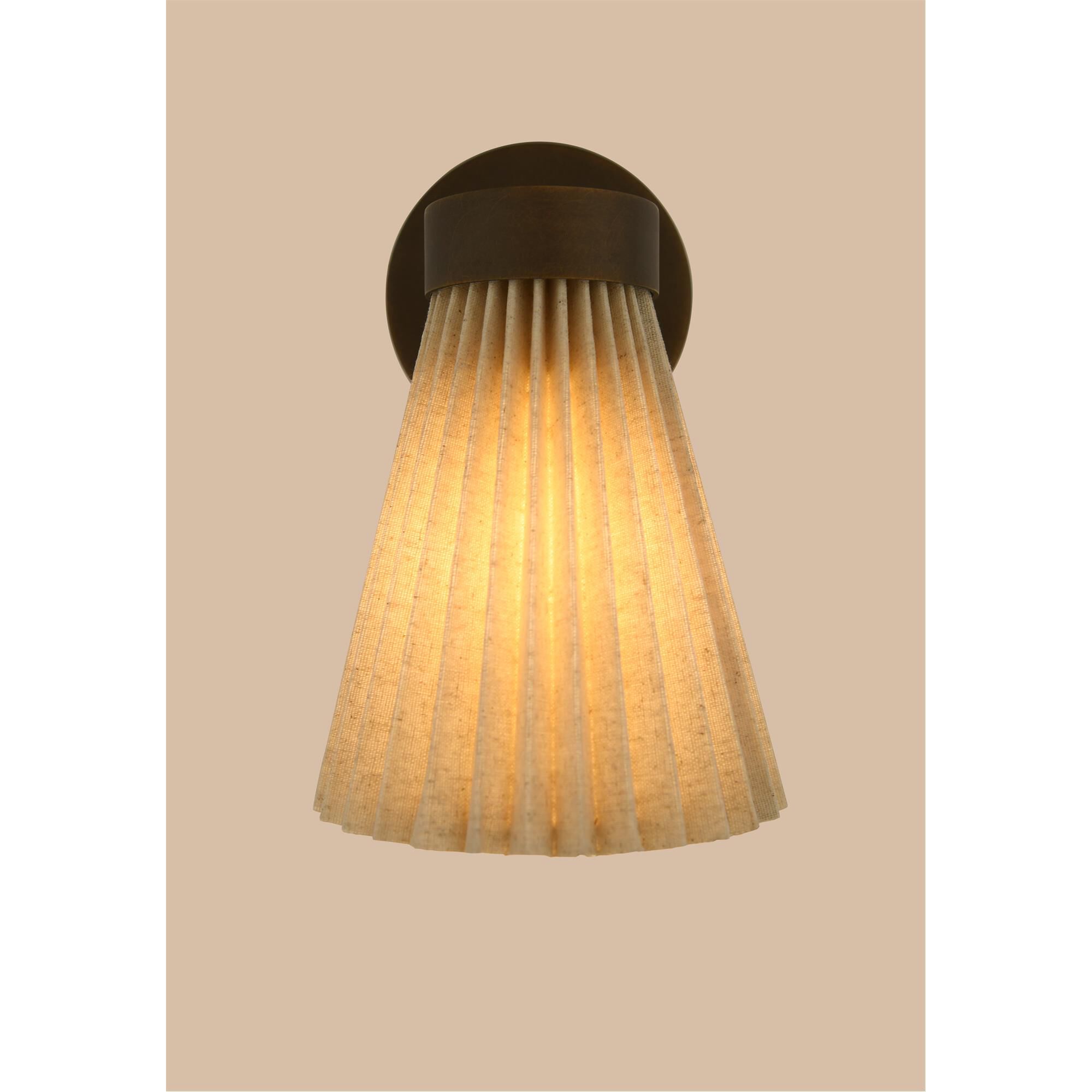 Shown in Bronze and Natural finish and Natural Linen shade