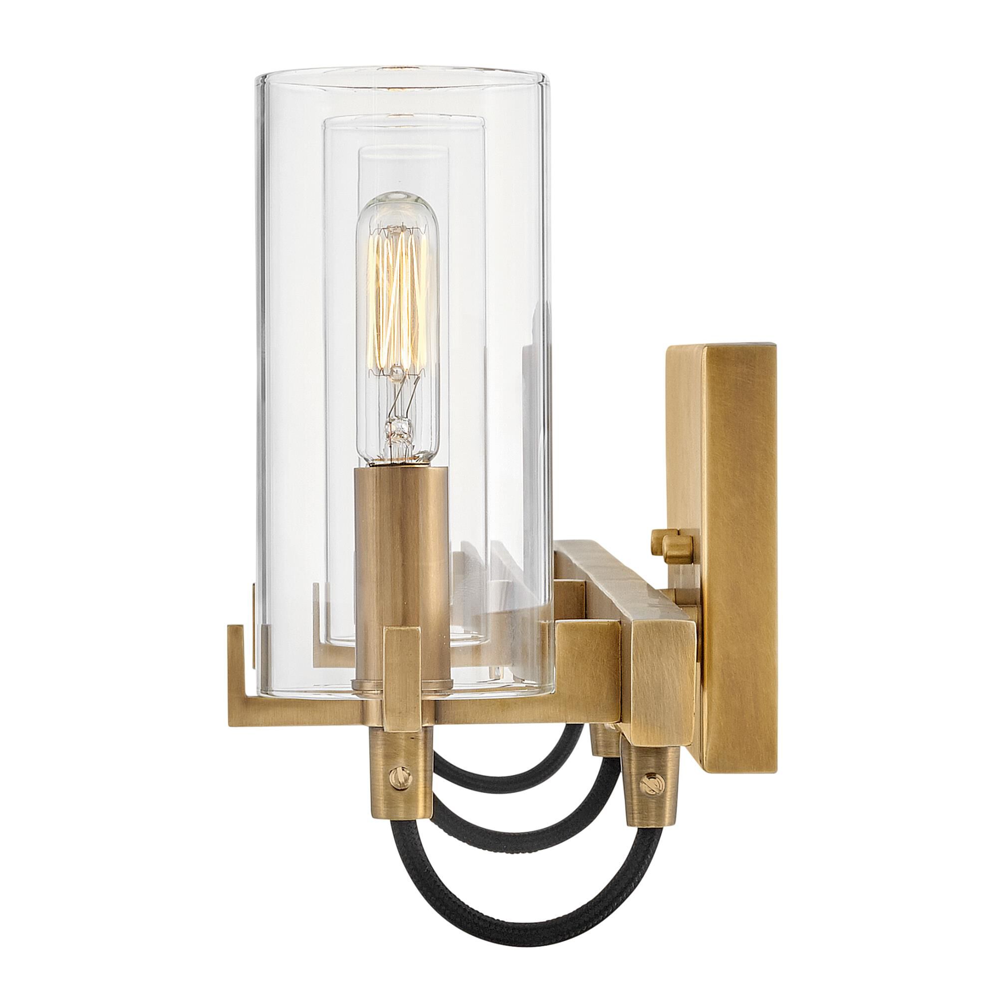 Shown in Heritage Brass finish and Clear glass