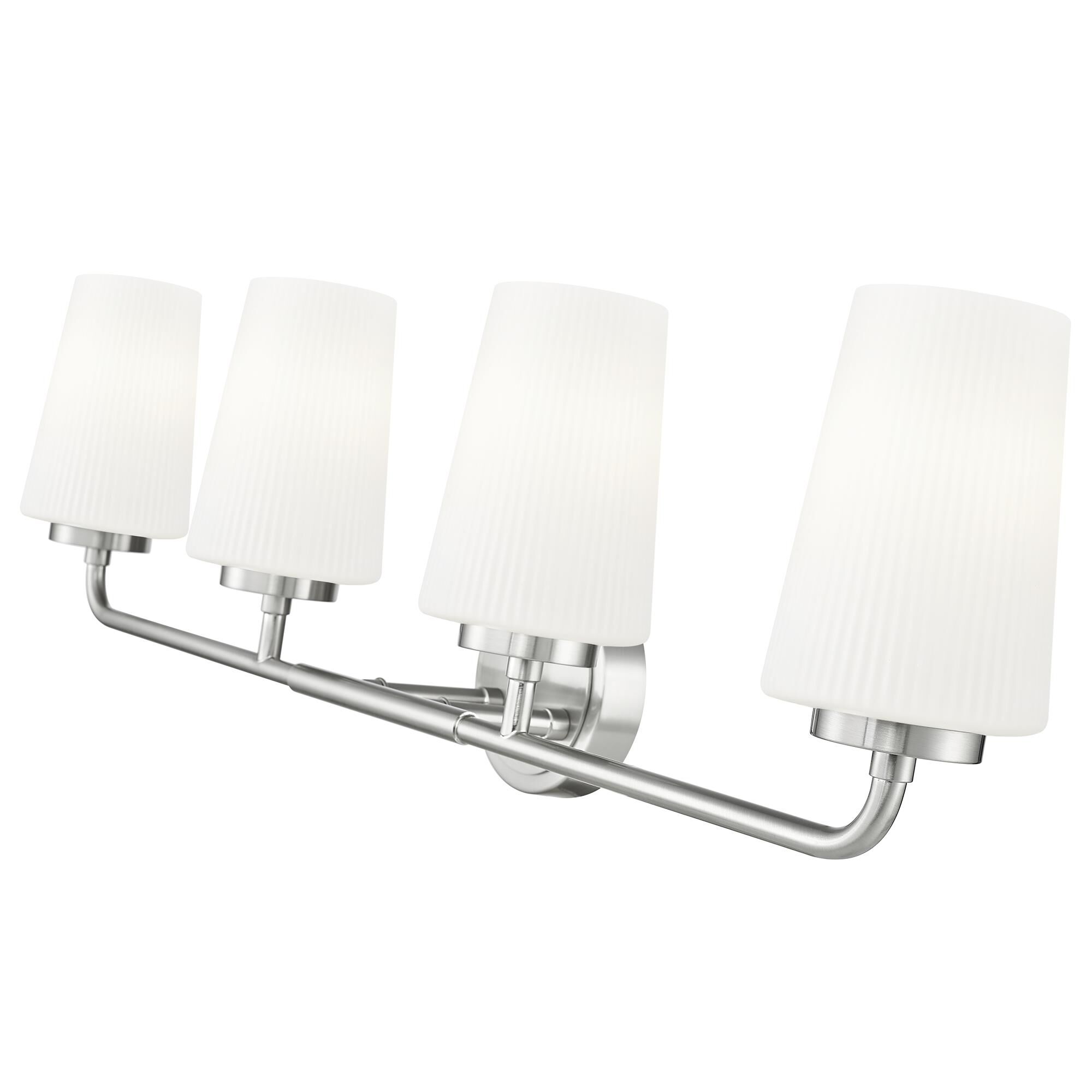 Shown in Brushed Nickel finish and Matte Opal glass and Matte Opal shade