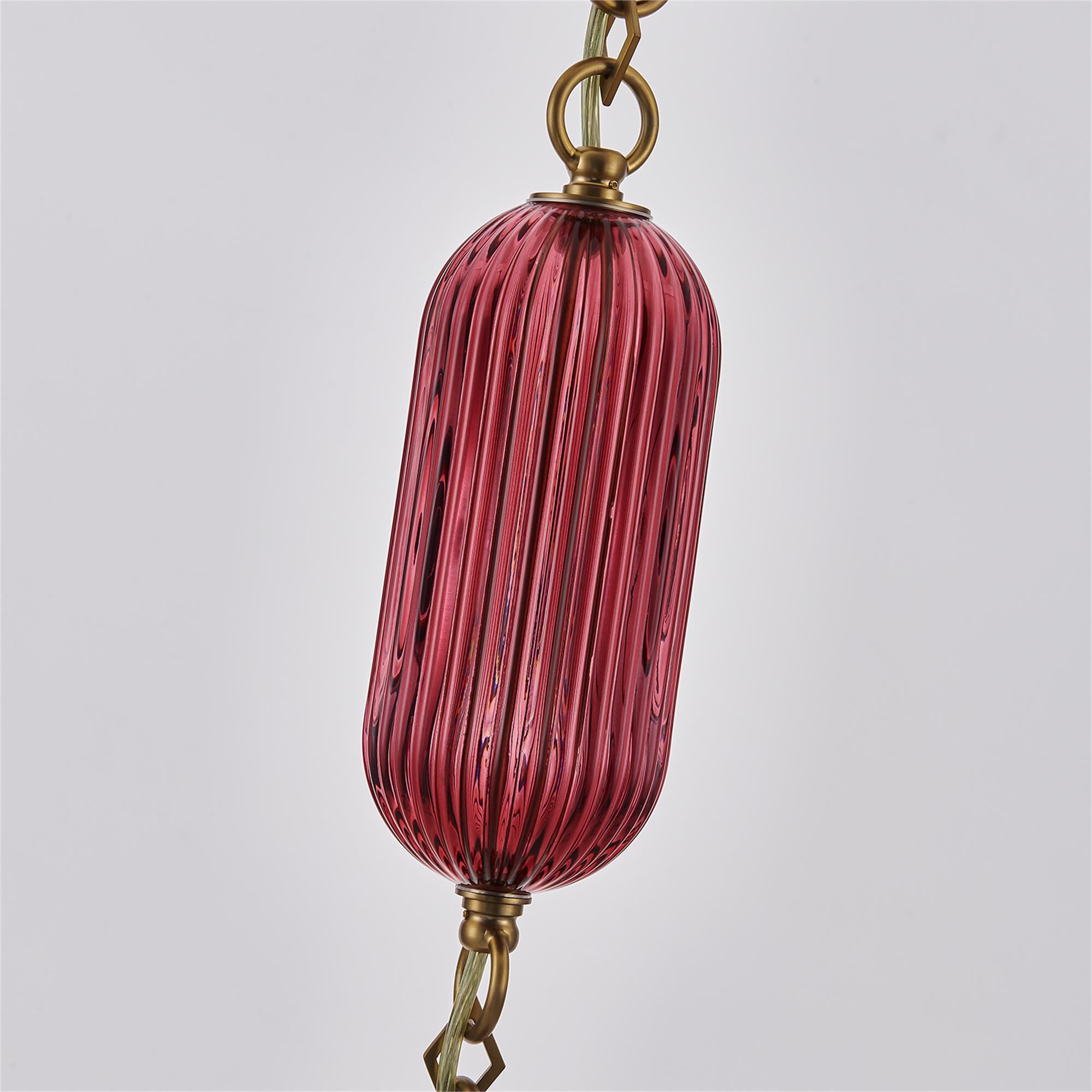 Shown in Satin Brass finish and Peacock Green glass